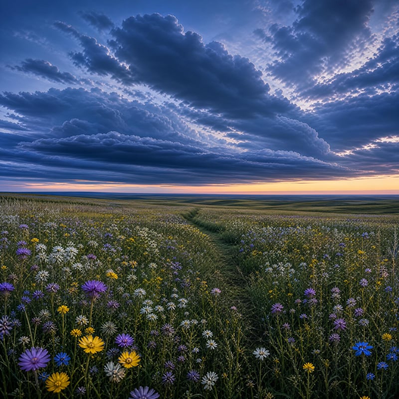 Wildflower Field at Sunset