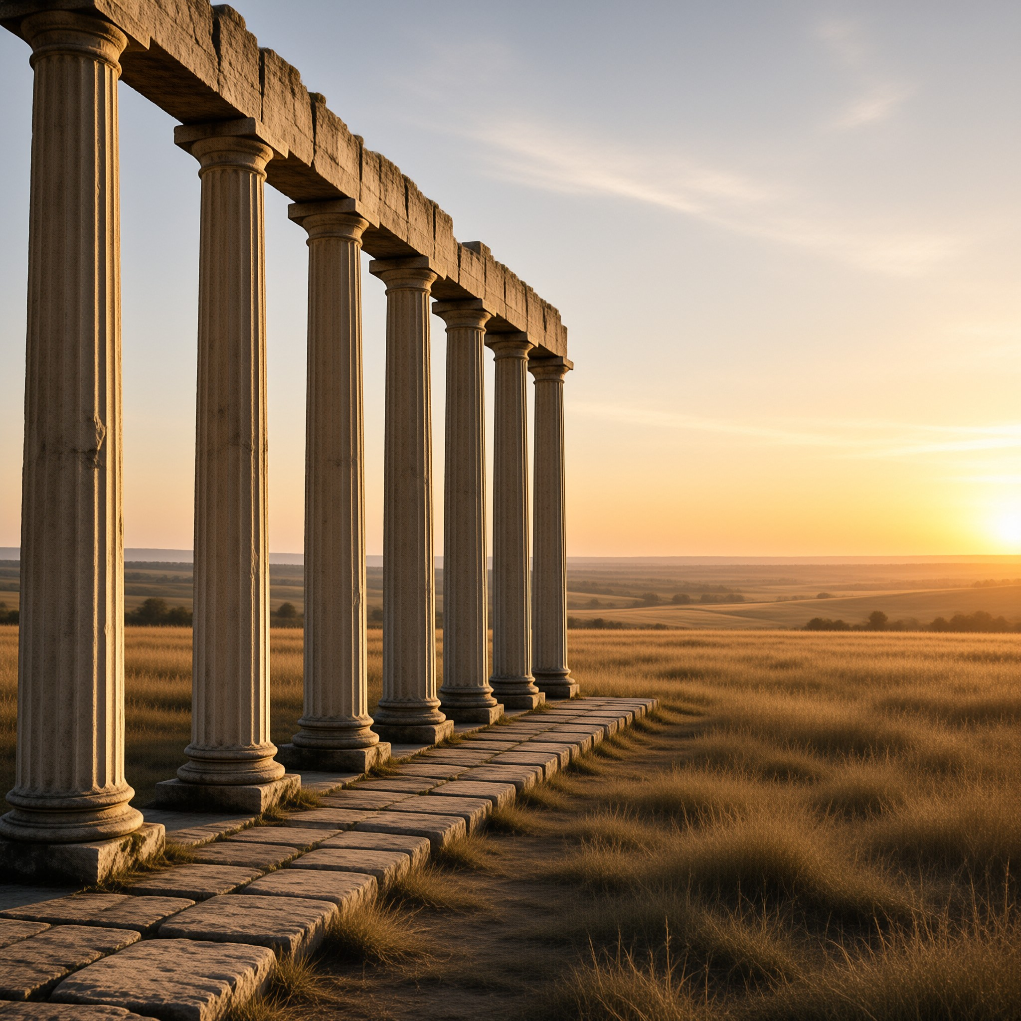 Ancient Columns at Sunset