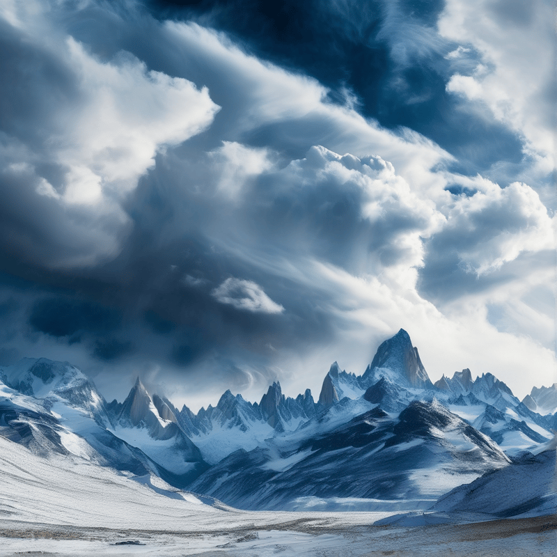 Dramatic Sky Over Snowy Peaks