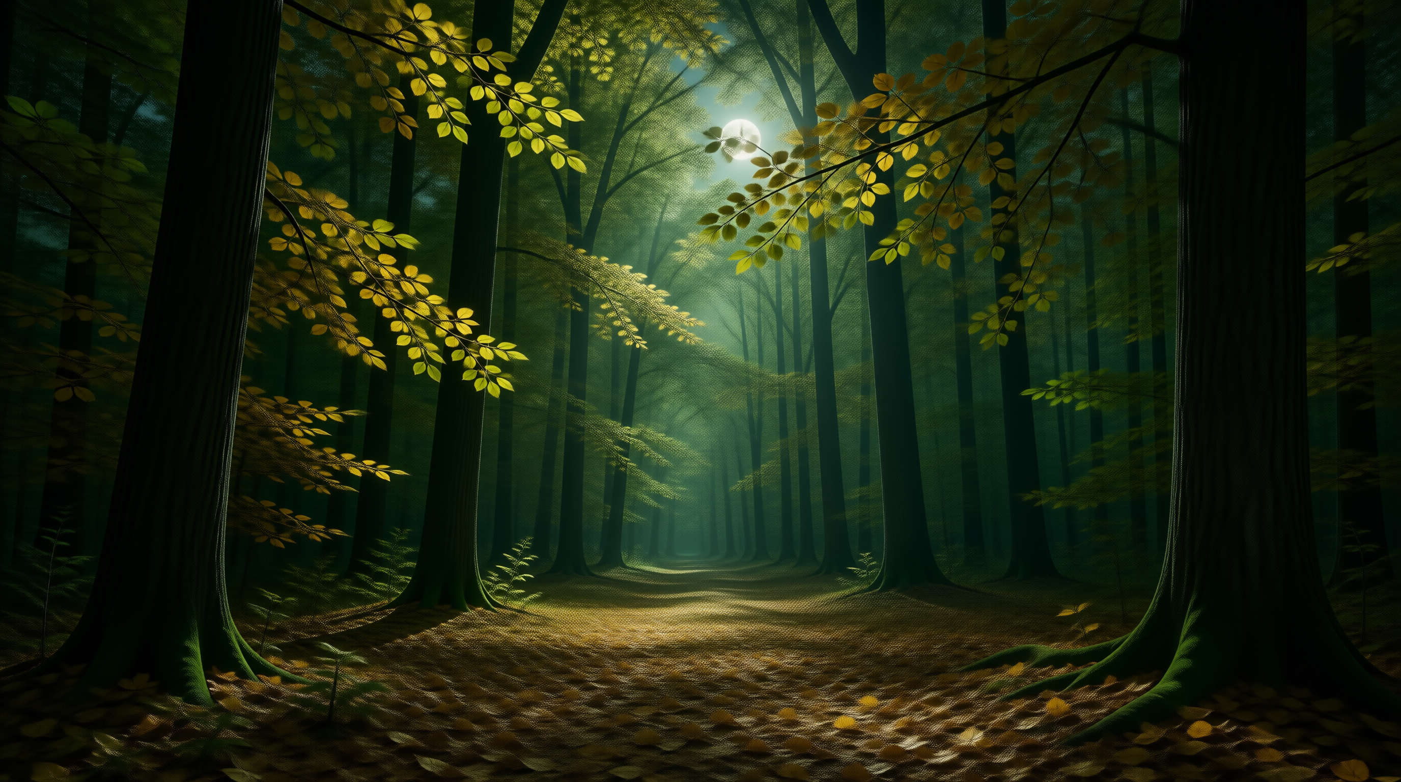 Moonlit Autumn Forest