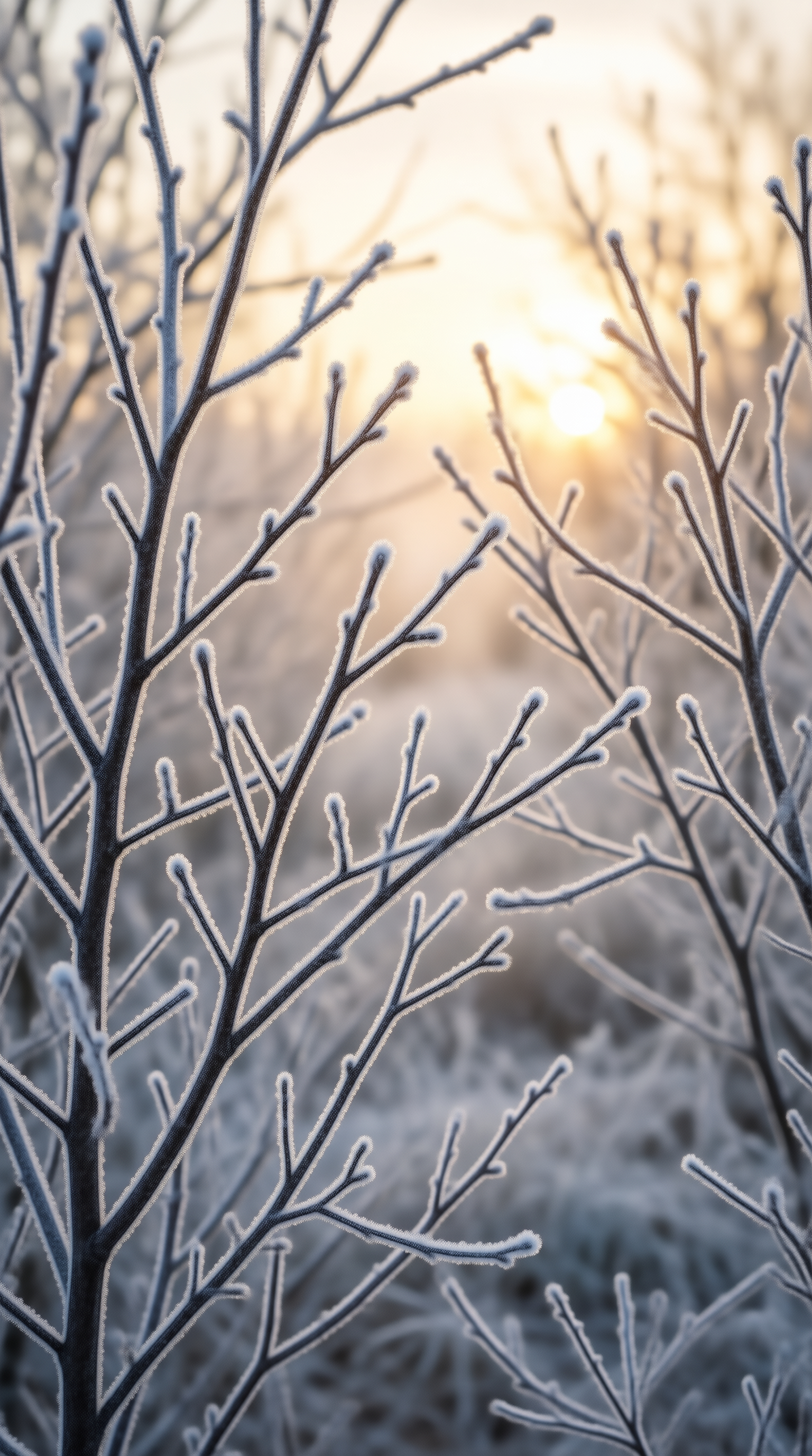 Frosty Branches in Sunlight