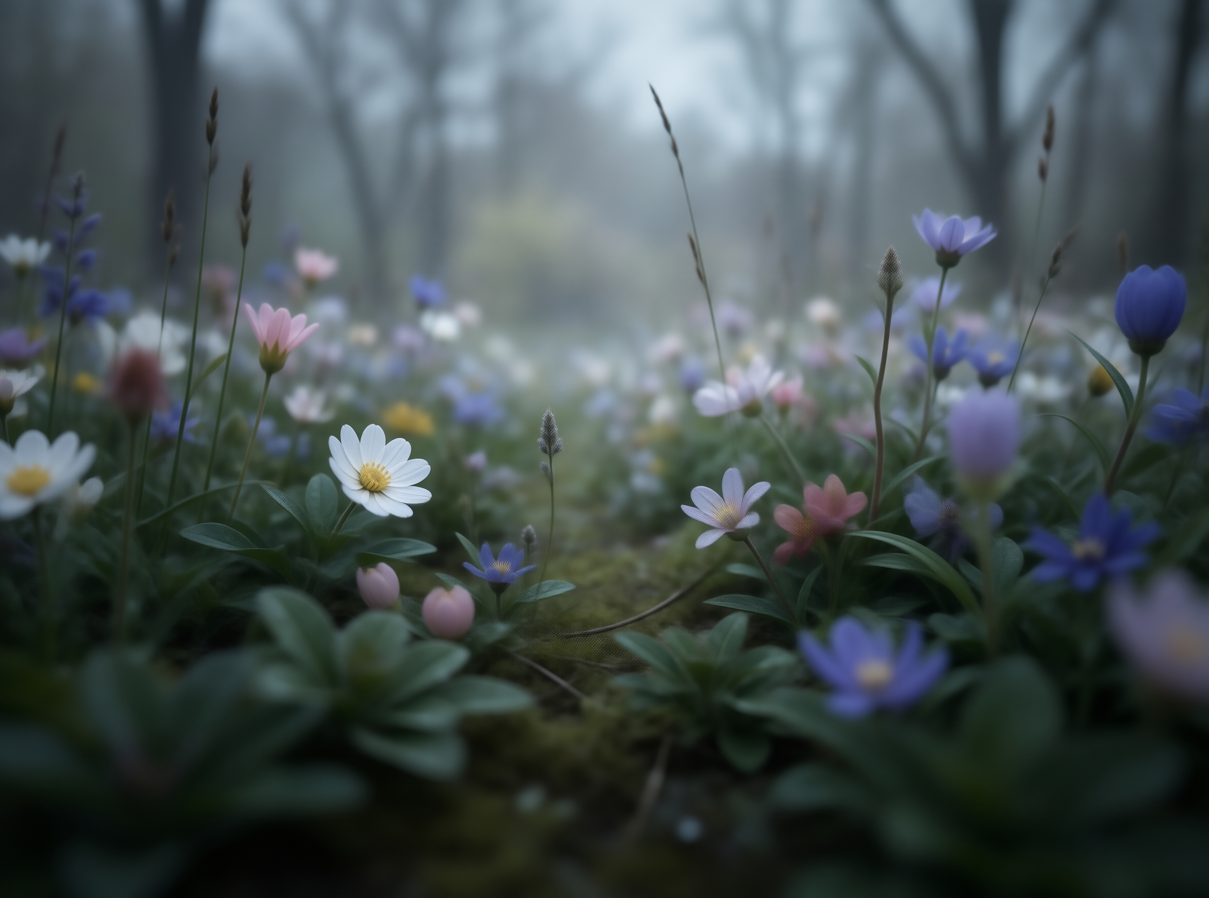 Misty Wildflower Meadow
