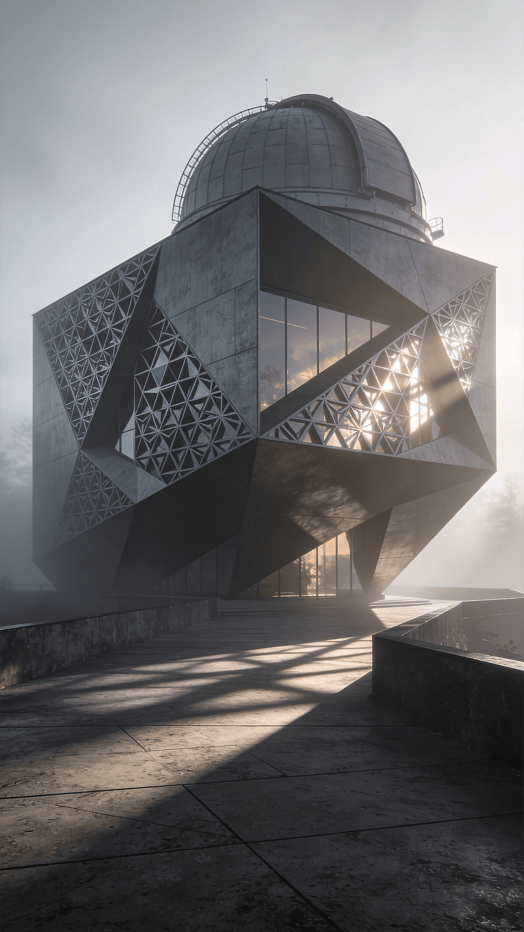 Observatory with Parametric Facade — Foggy Morning