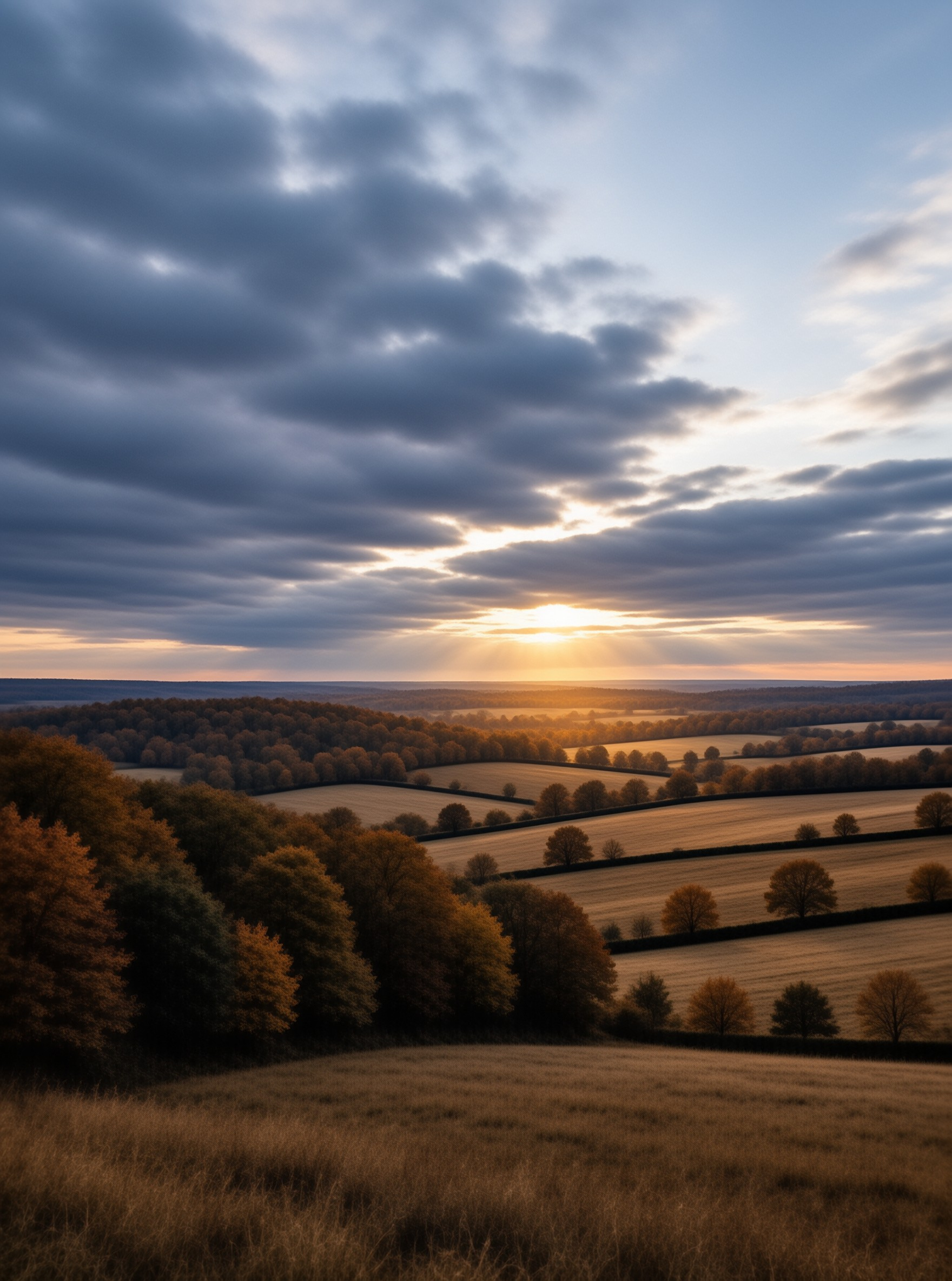Autumn Fields at Sunset