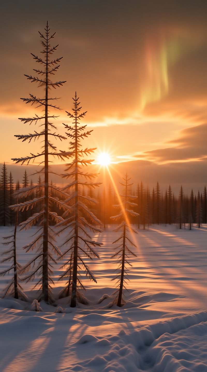 Winter Sunset Aurora