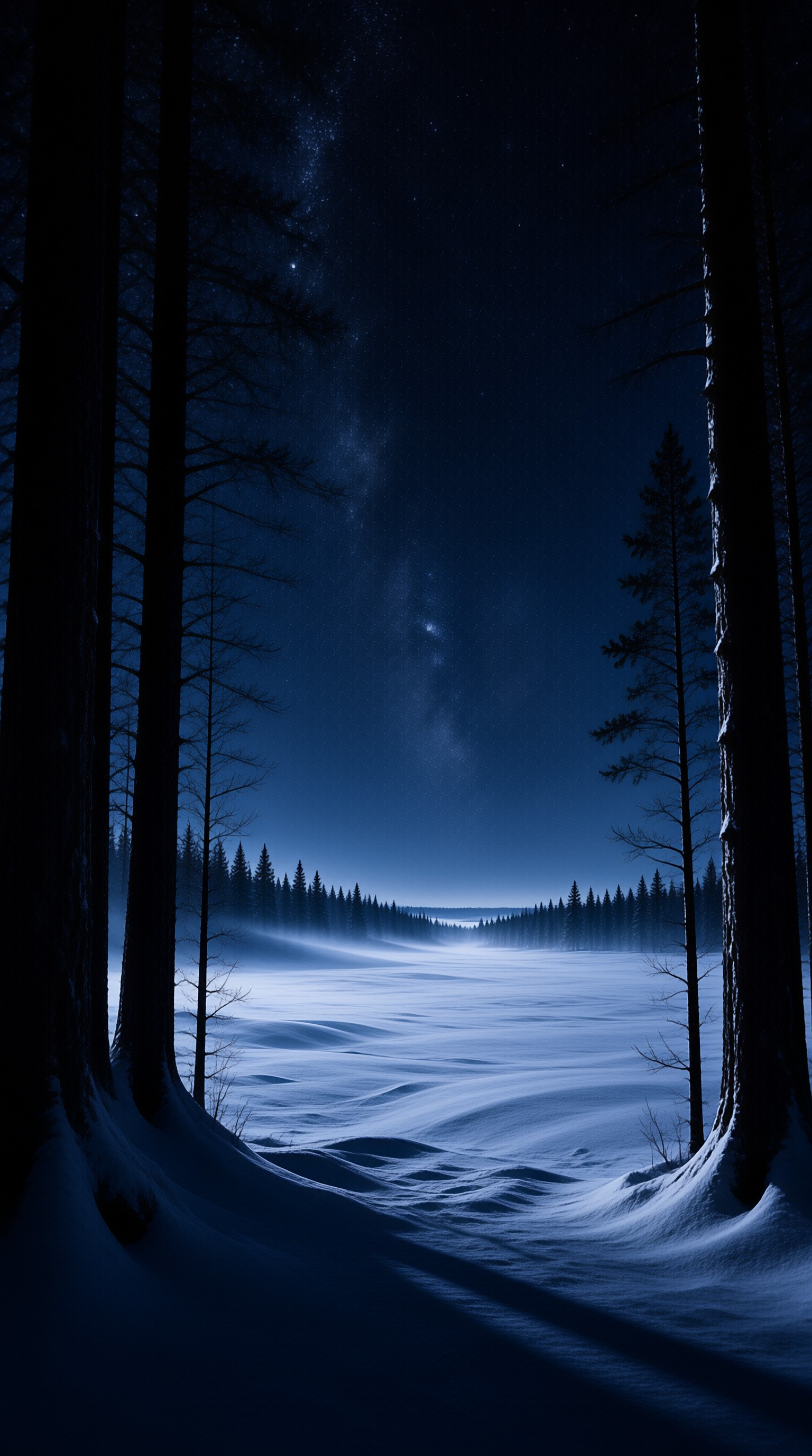 Snowy Forest Under Milky Way