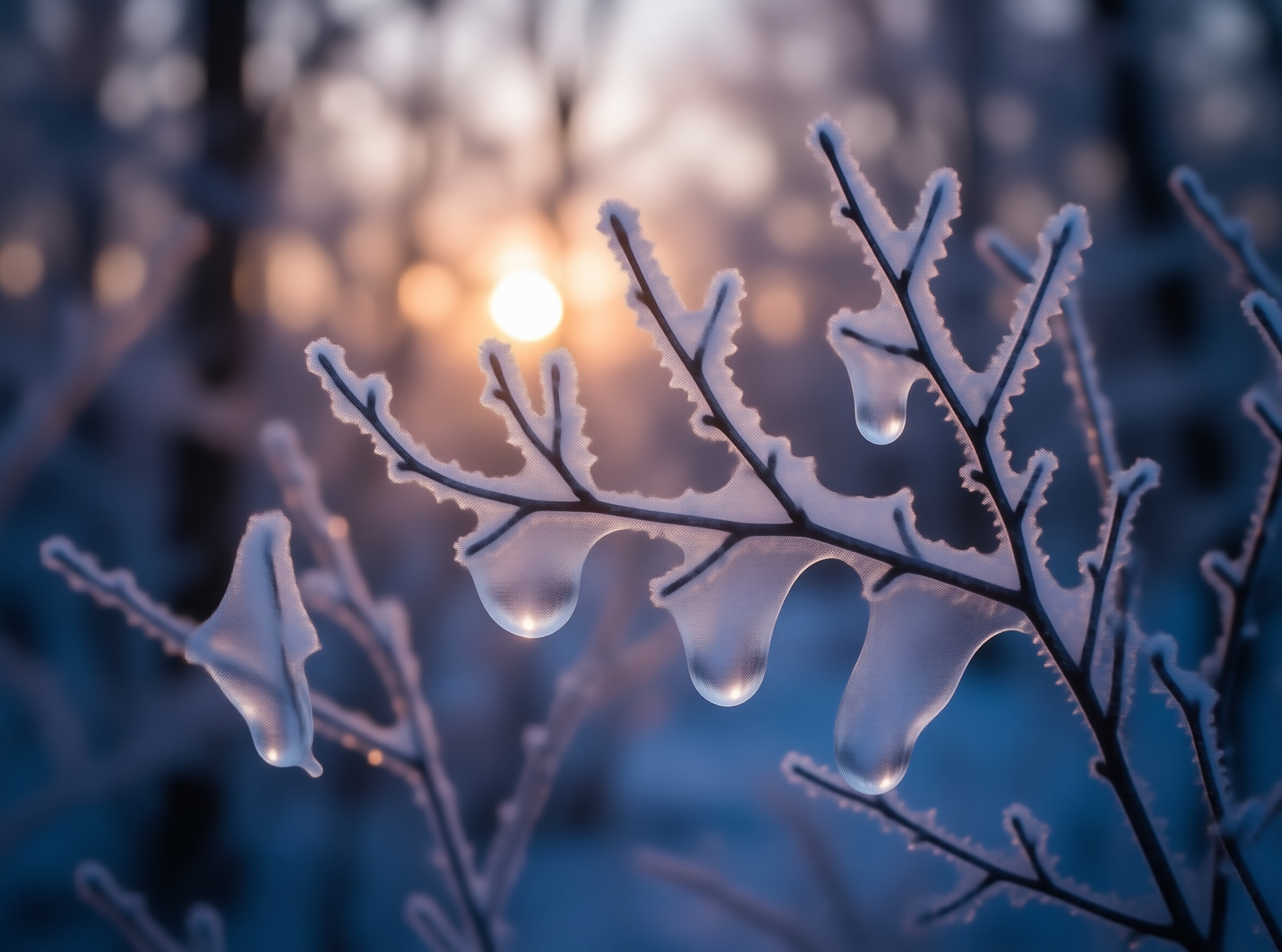 Frosty Branches at Sunrise