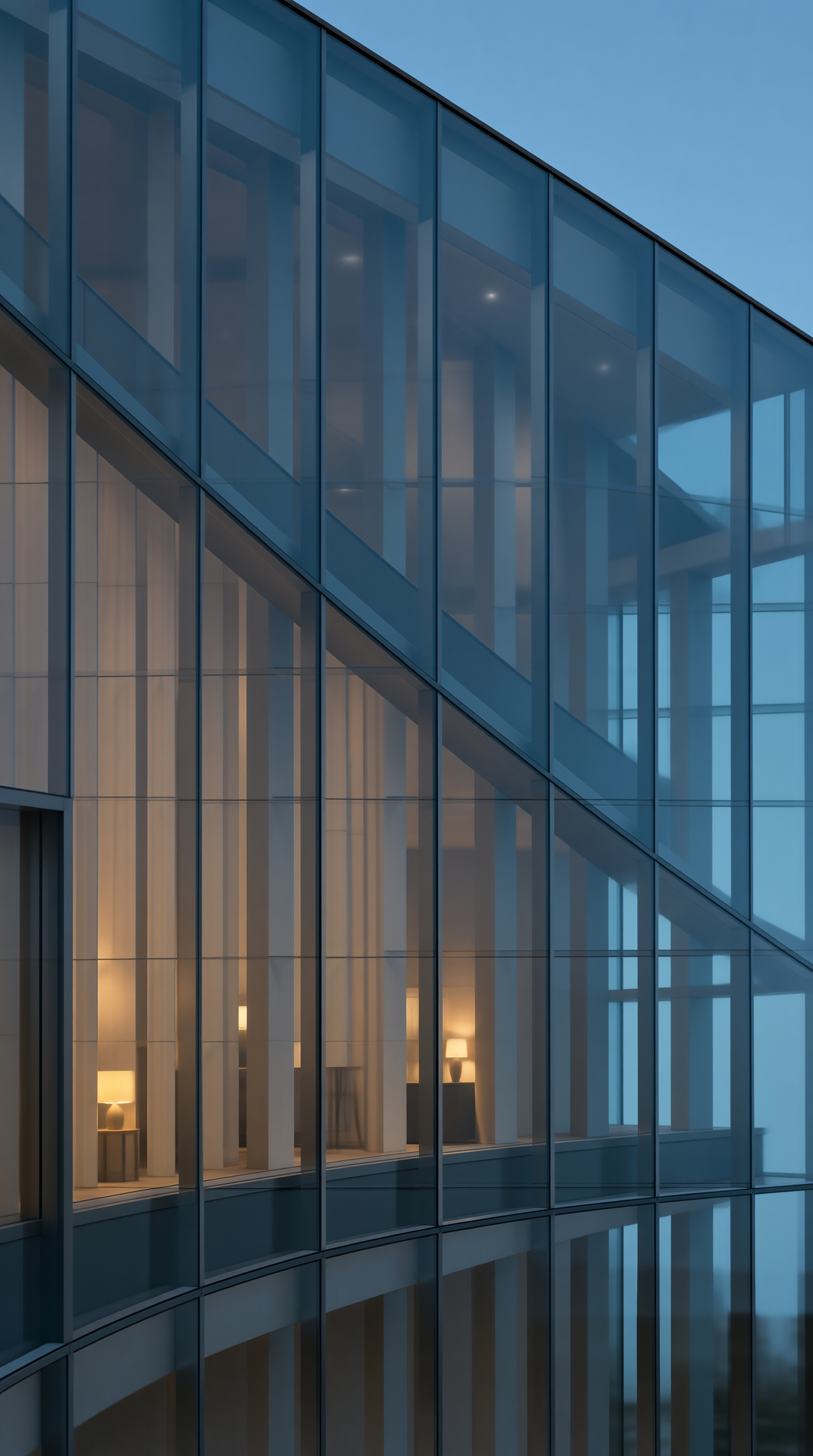Modern Glass Facade at Dusk