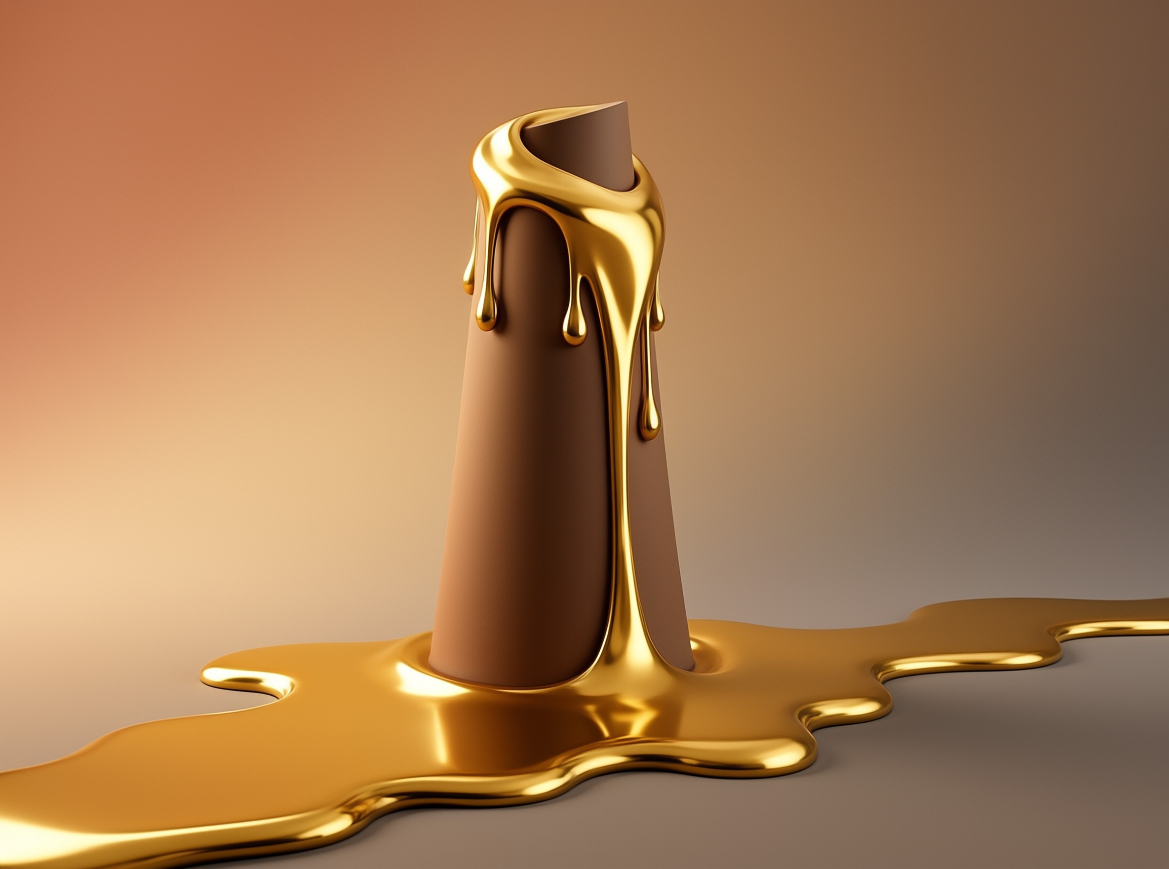 Gold Liquid on Brown Cylinder