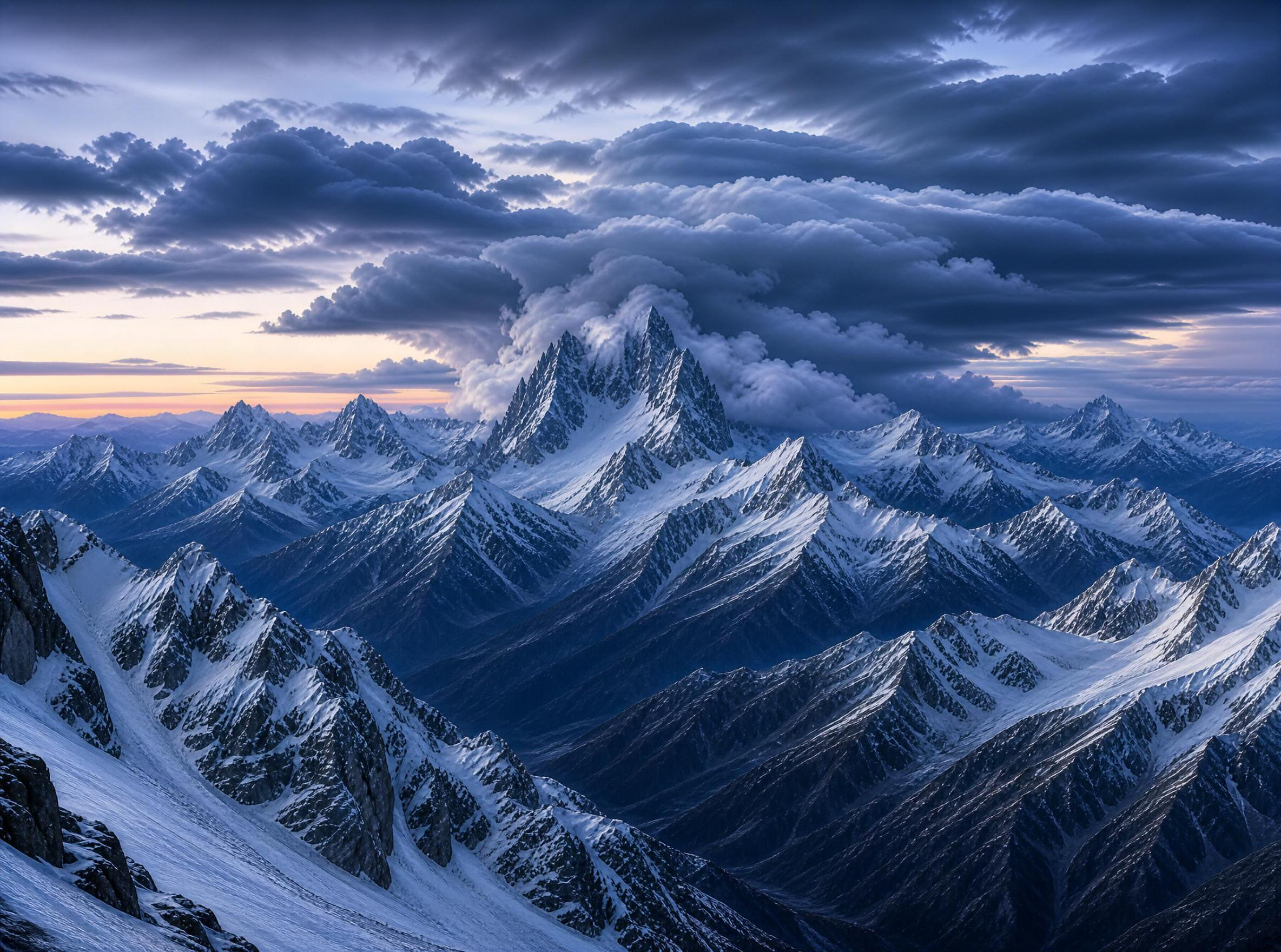 Dramatic Snowy Mountain Range