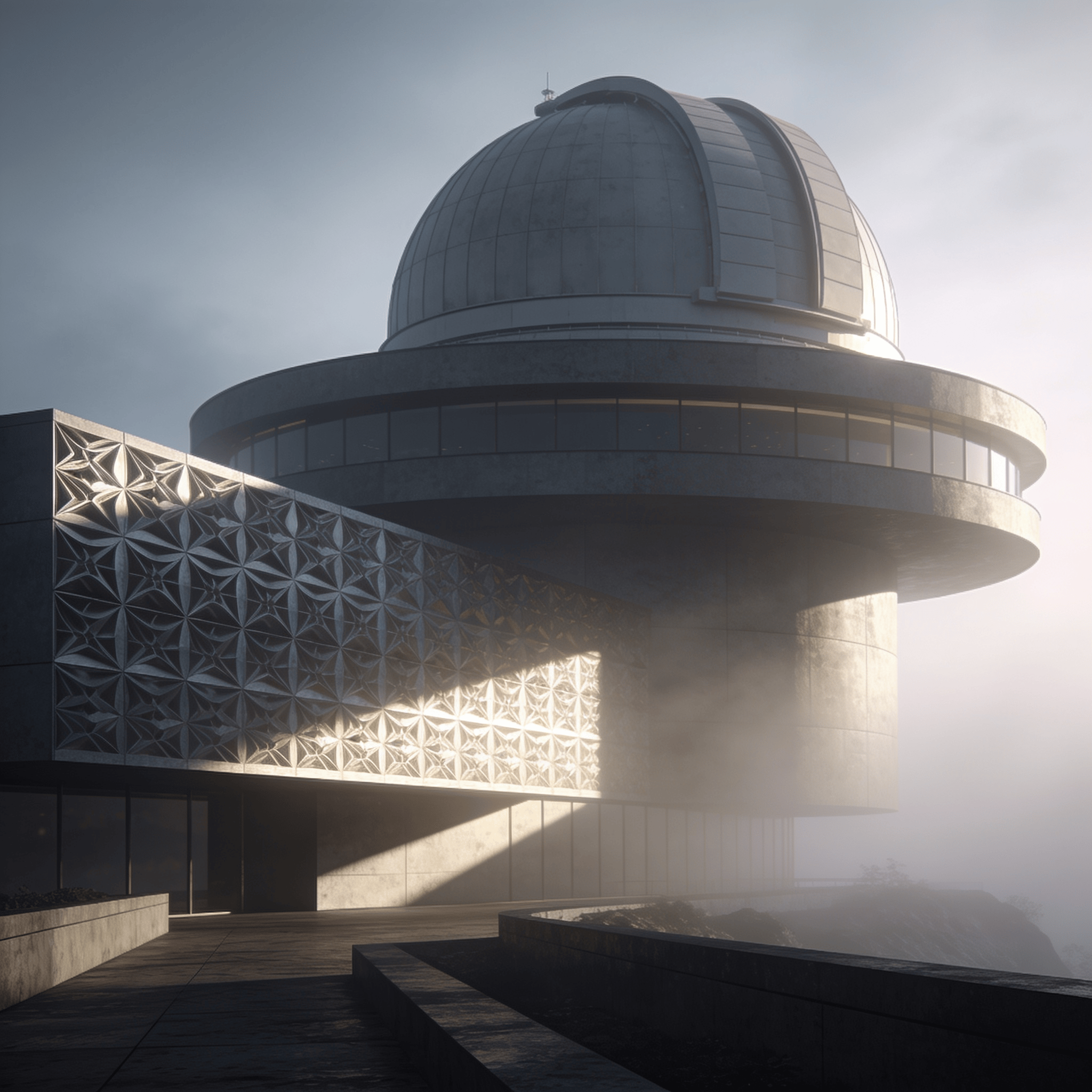 Observatory with Parametric Facade — Foggy Morning