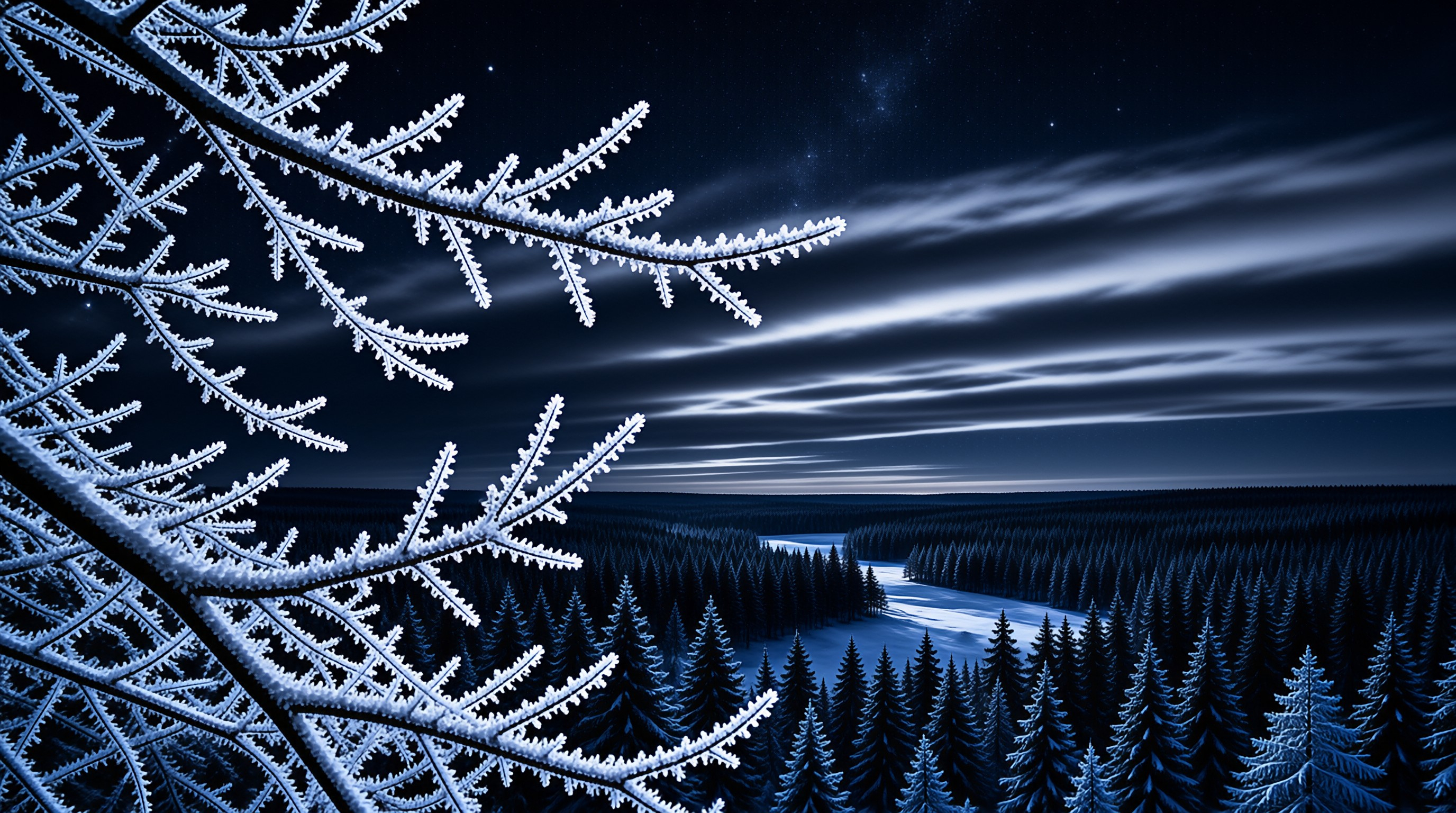 Frosty Night Forest