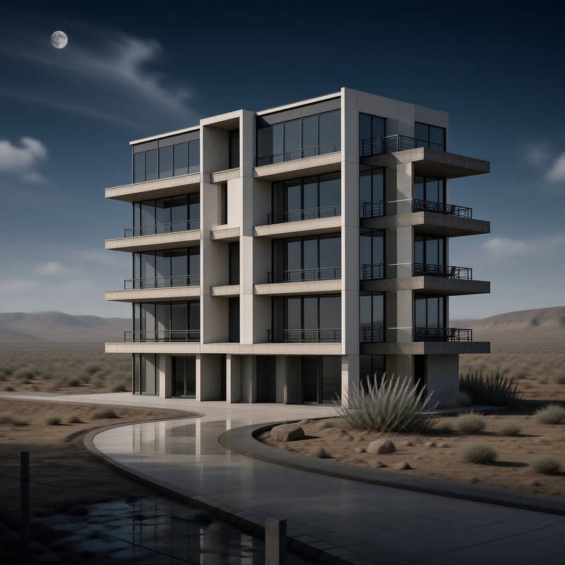 Modern Desert Hotel at Night
