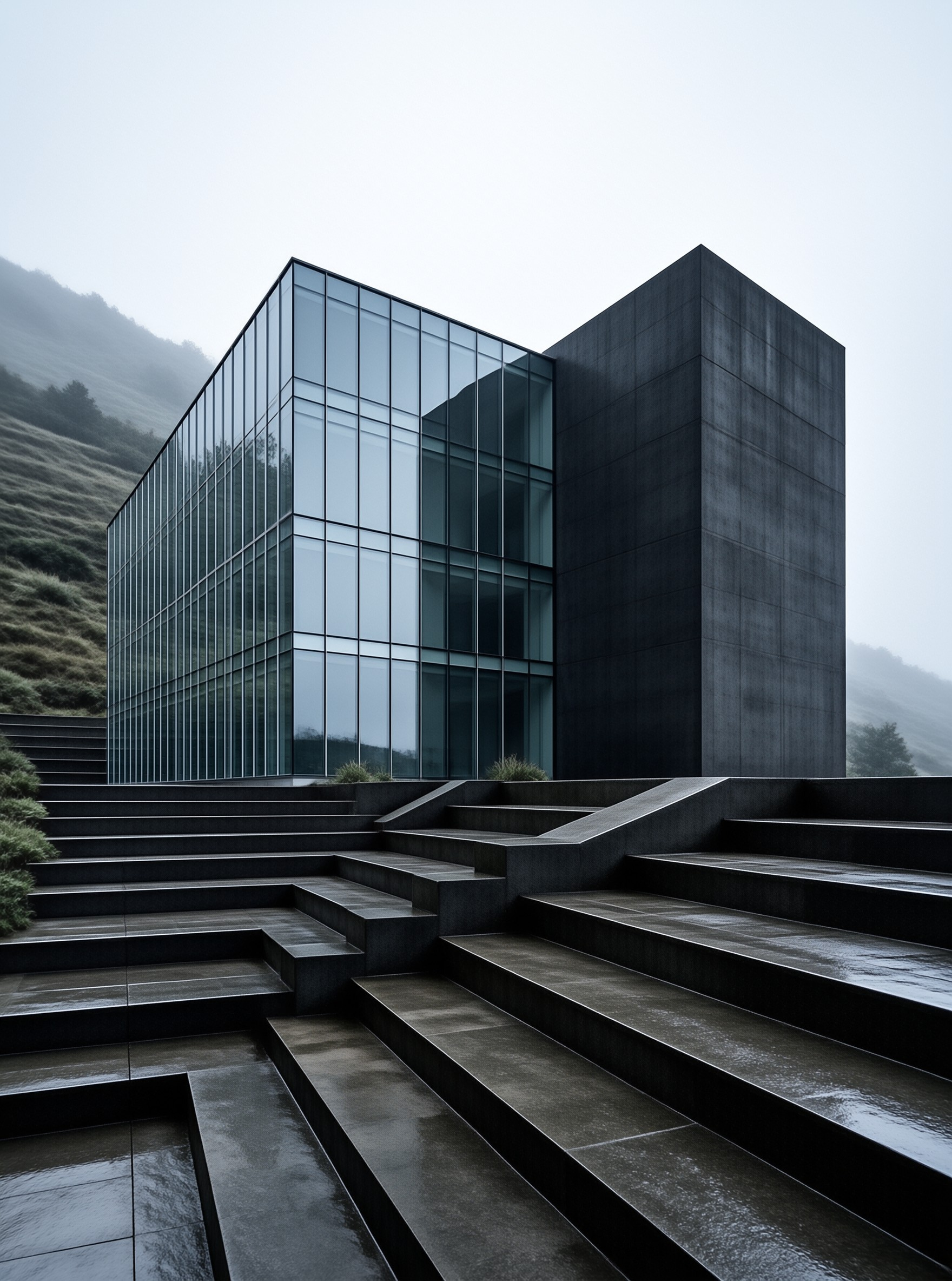 Modern Building with Steps