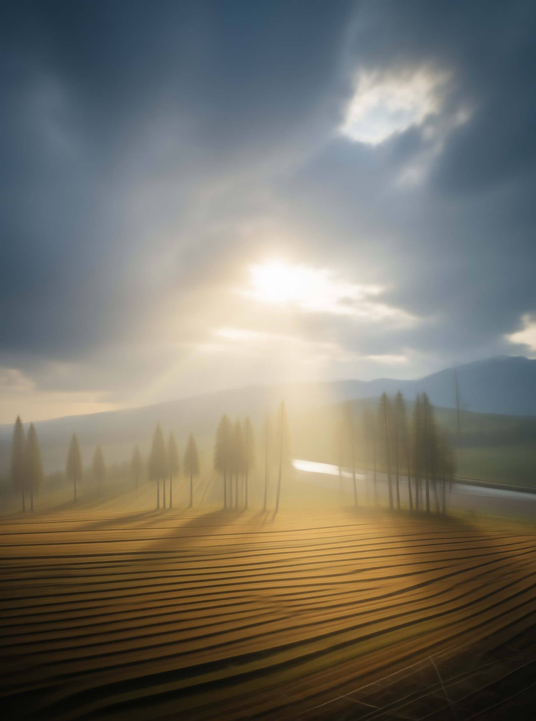 Sunlit Rural Field Landscape