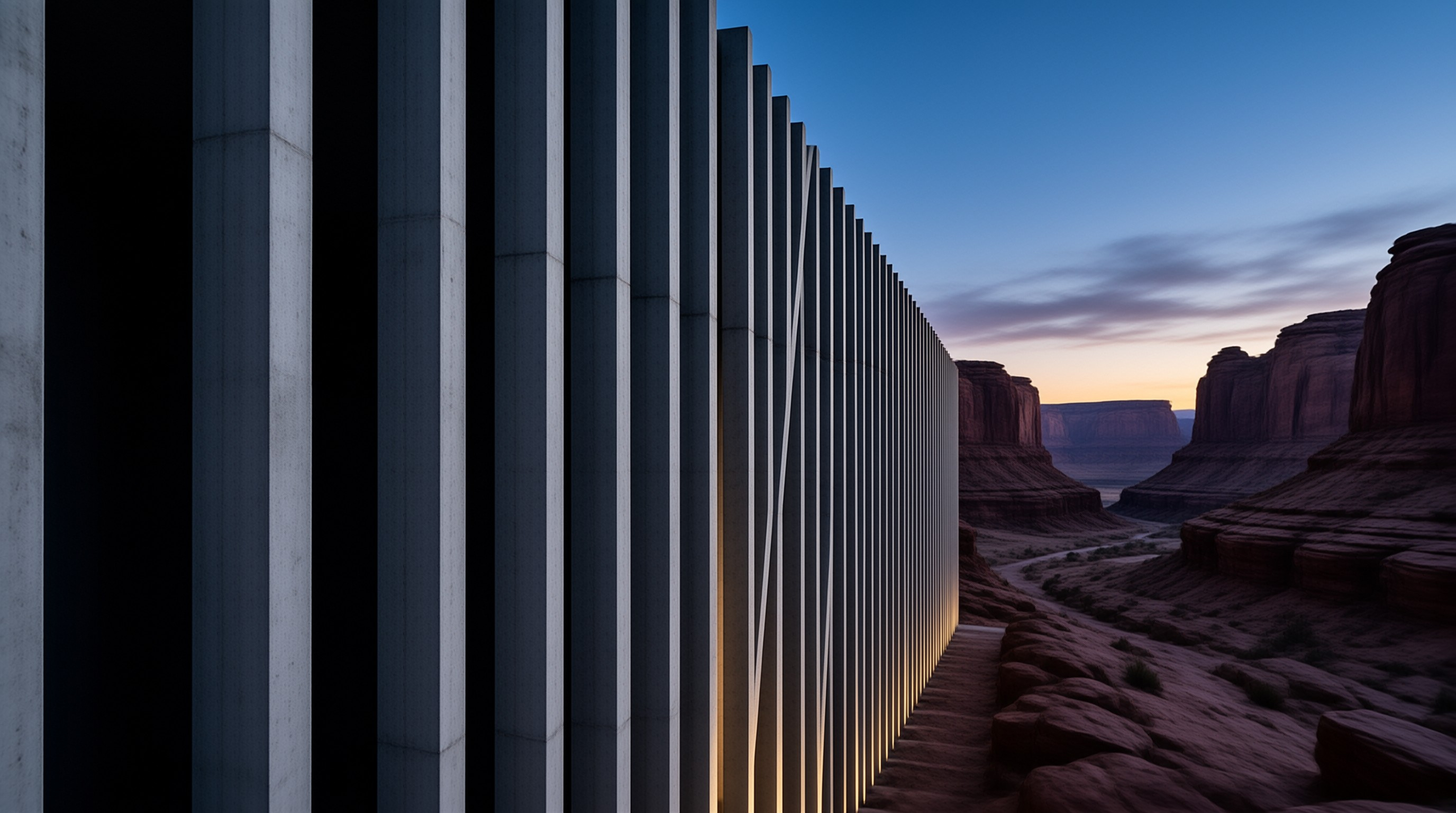 Modern Wall in Desert Twilight
