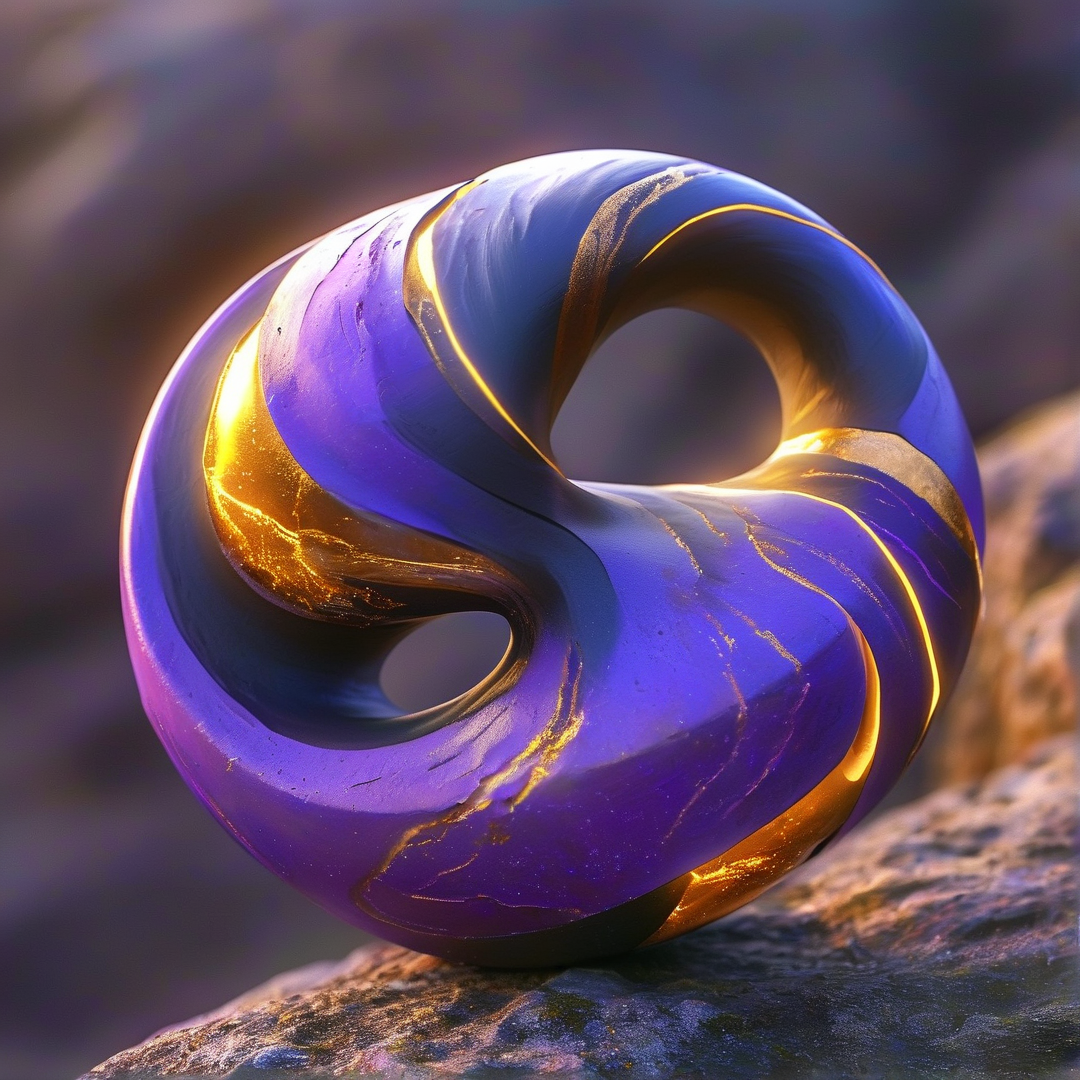 Glossy Purple Gold Sculpture