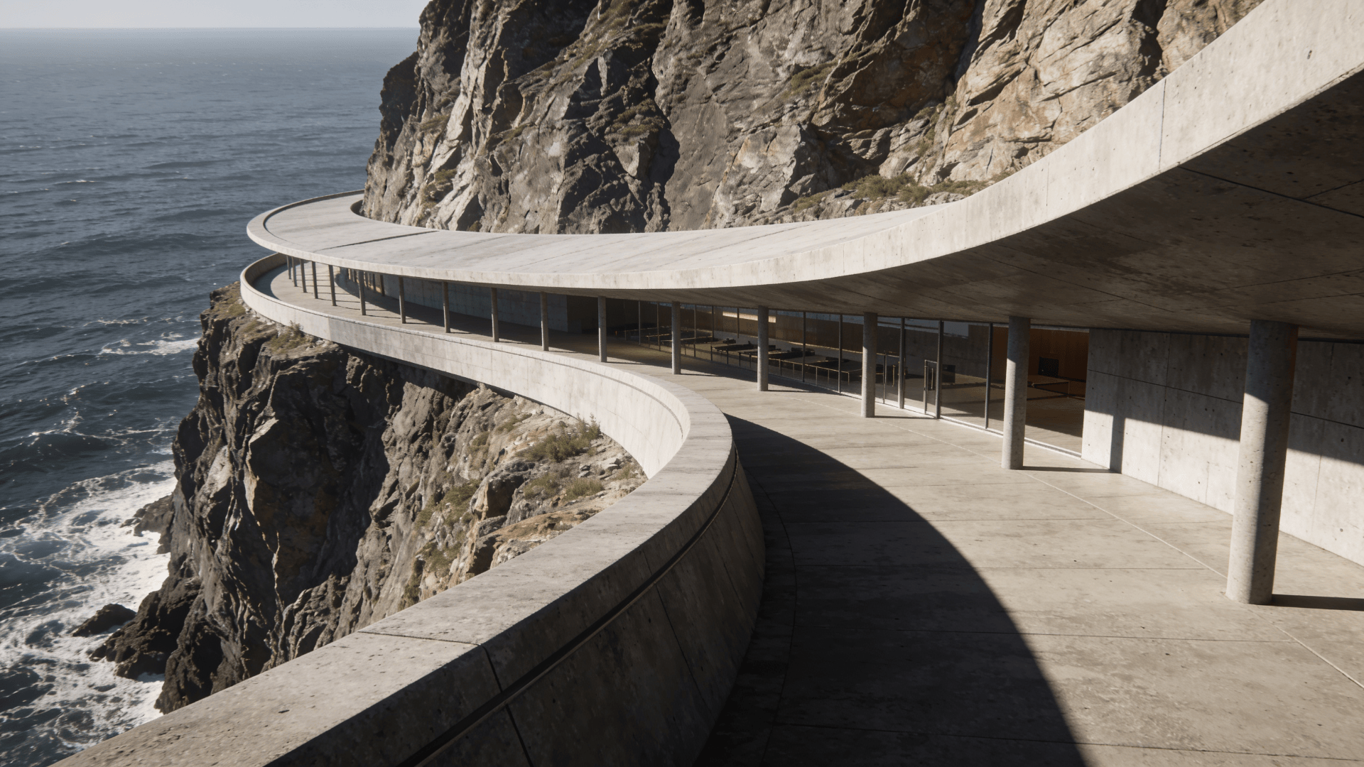 Terminal with Curved Concrete — Coastal Cliff
