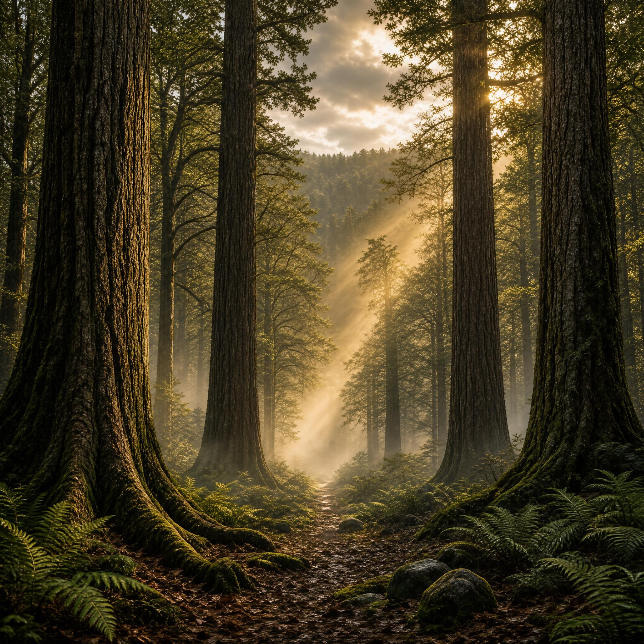 Sunlight in Ancient Forest
