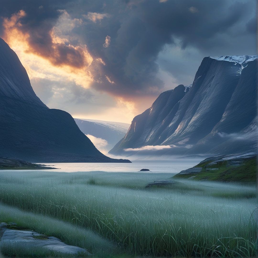 Misty Mountain Valley Sunset