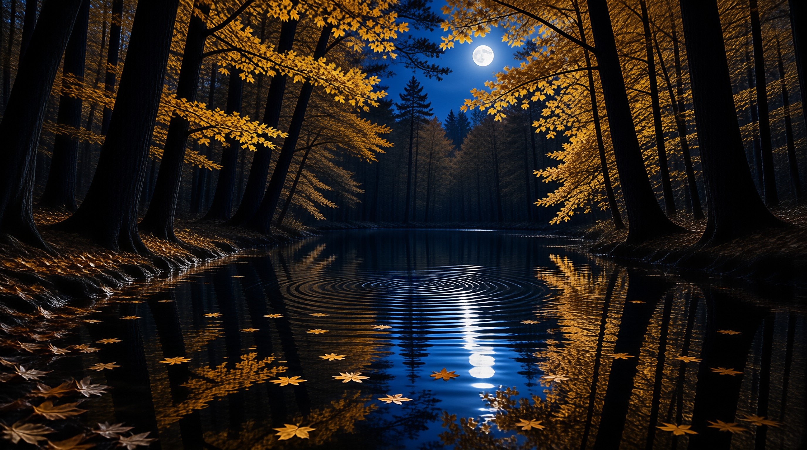 Moonlit Forest Reflection