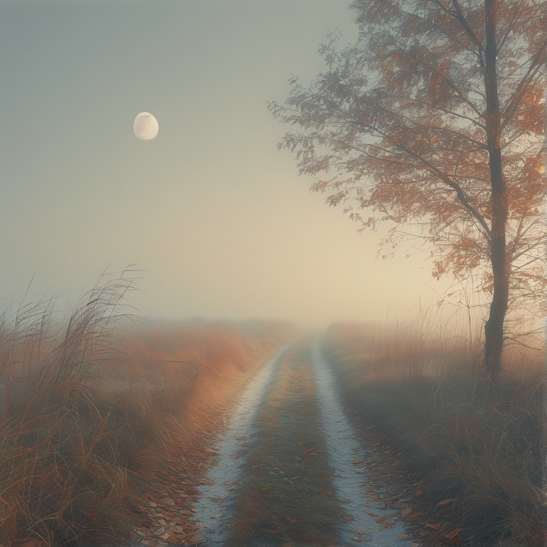Misty Path with Moon