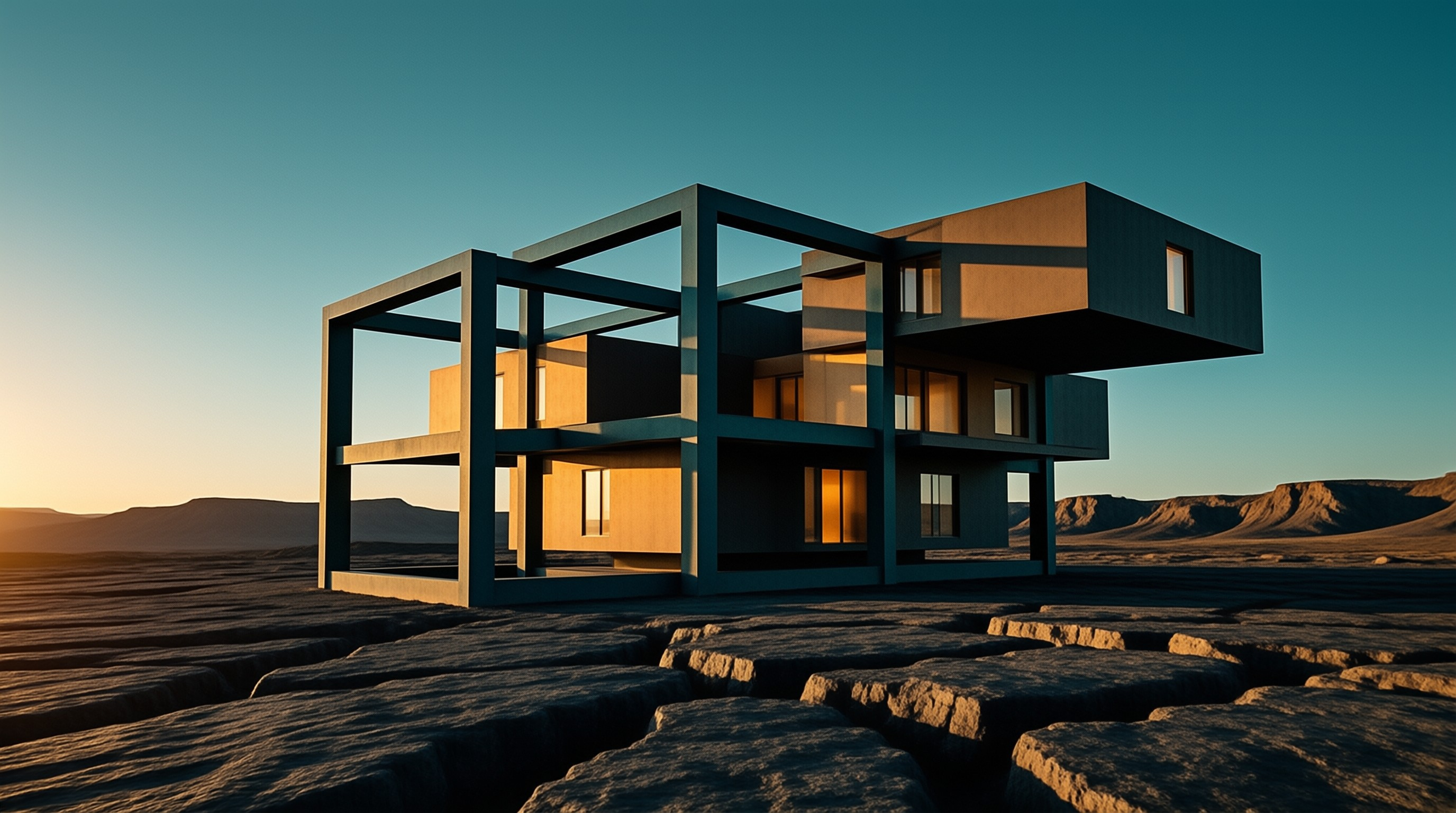 Brutalist Frame House in Desert Basin