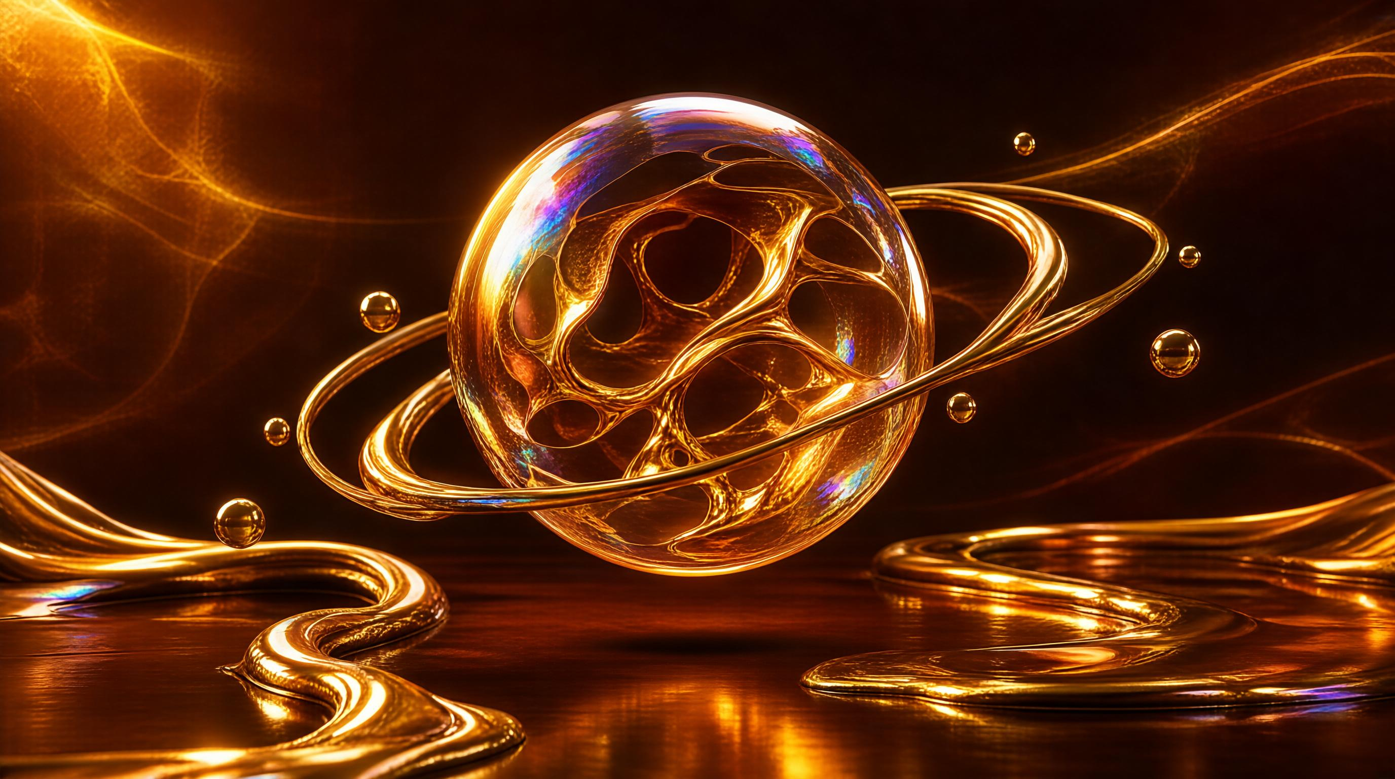 Golden Bubble Sphere with Rings