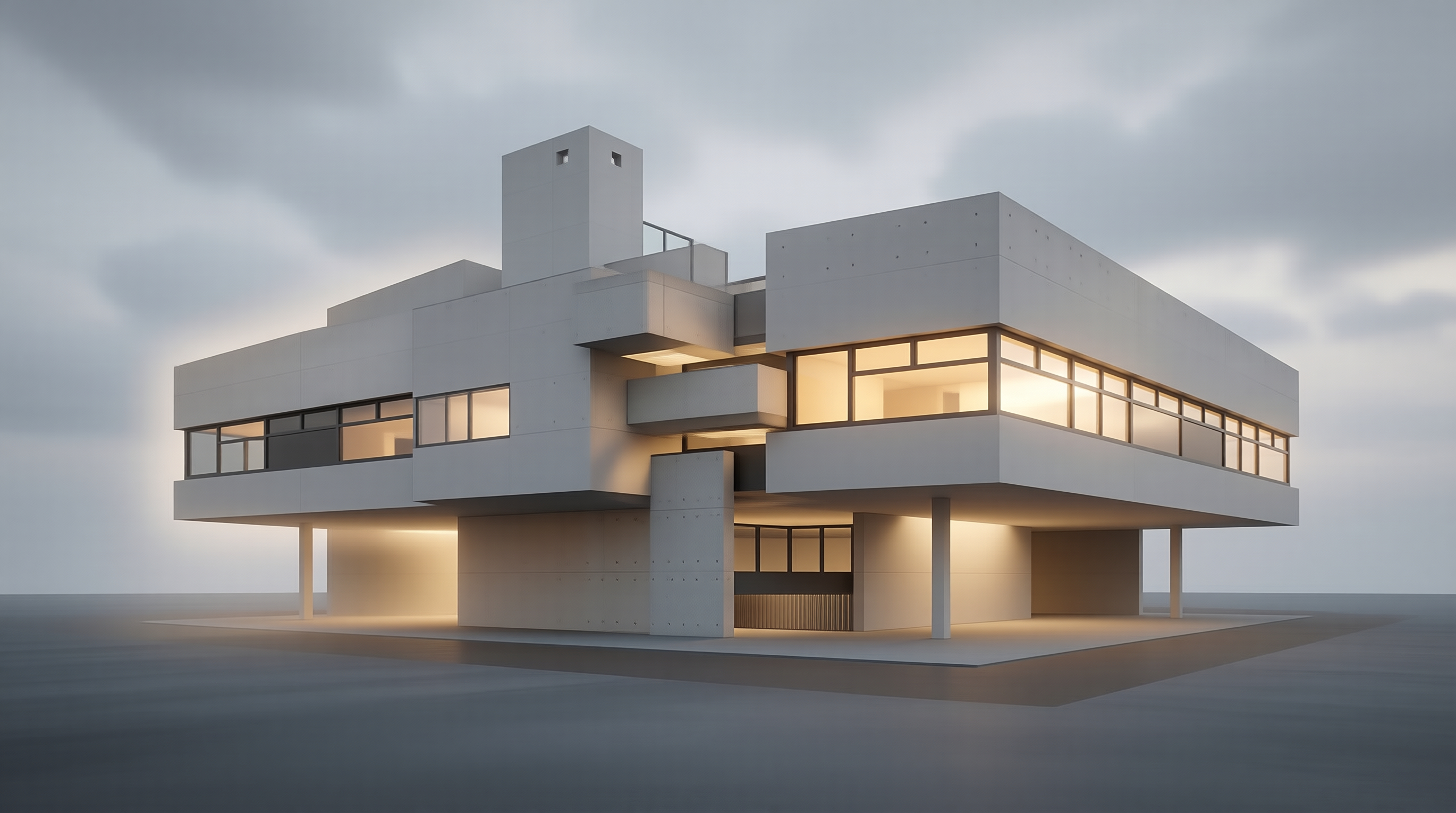 Concrete Villa in the Mist