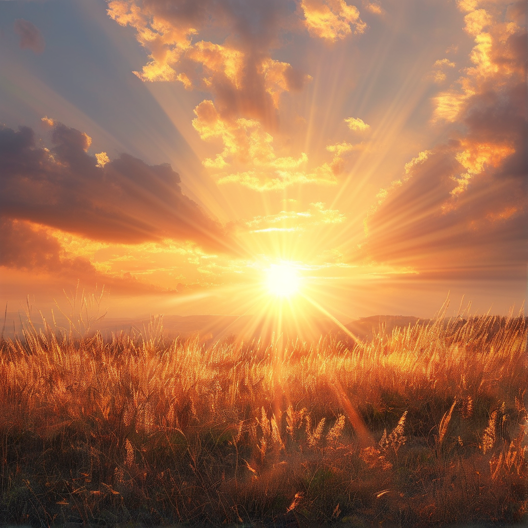 Golden Sun Over Field