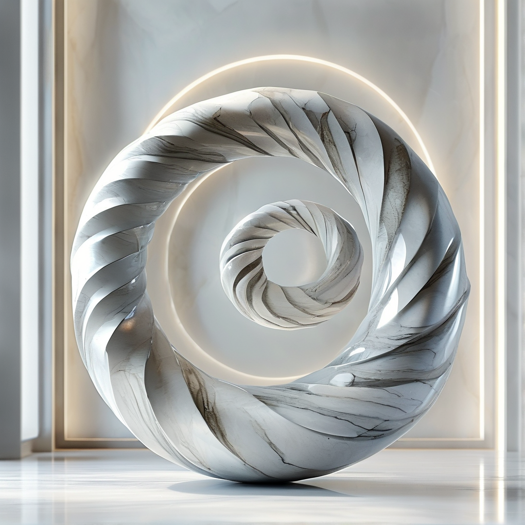 White Marble Spiral Sculpture