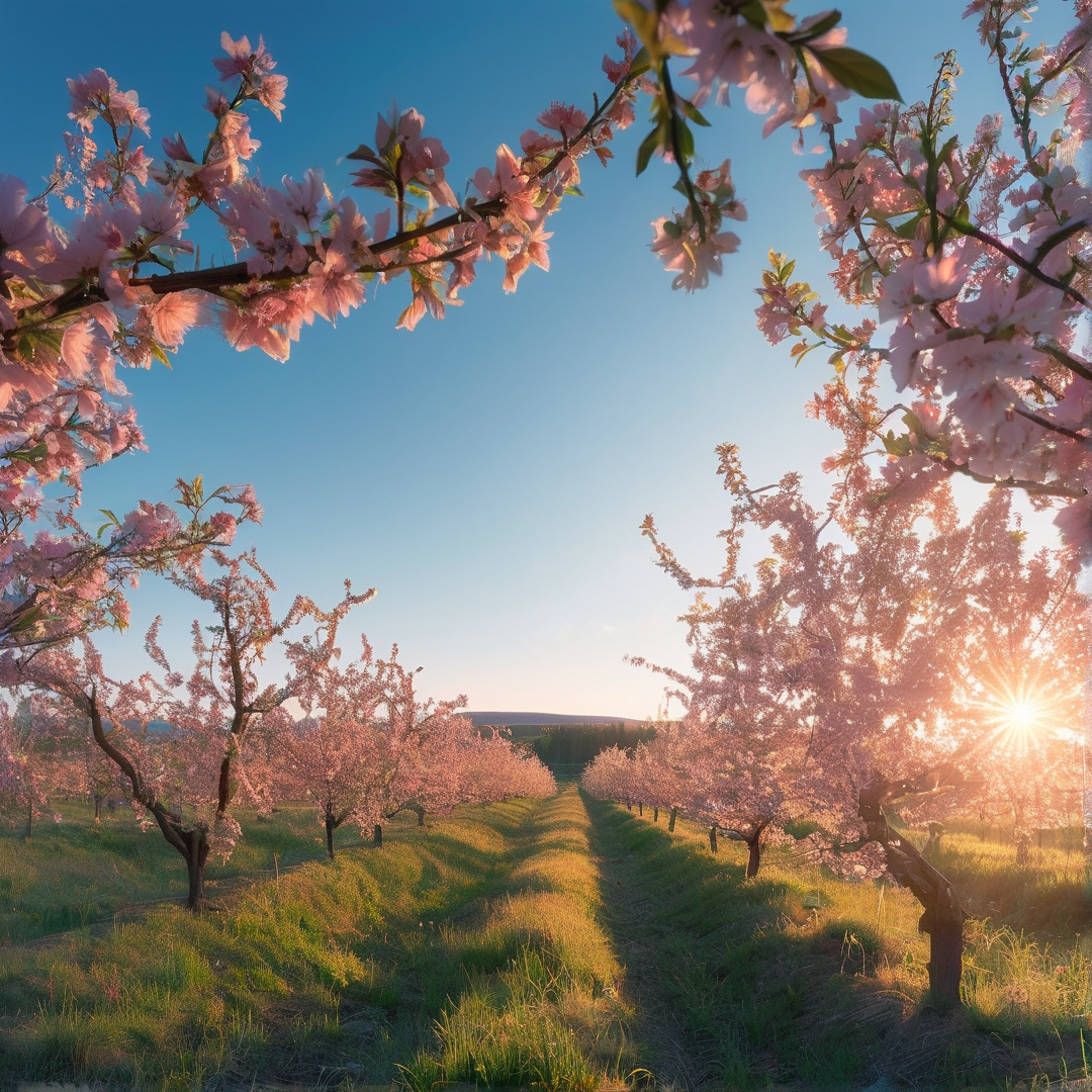 Blossoming Orchard at Sunrise
