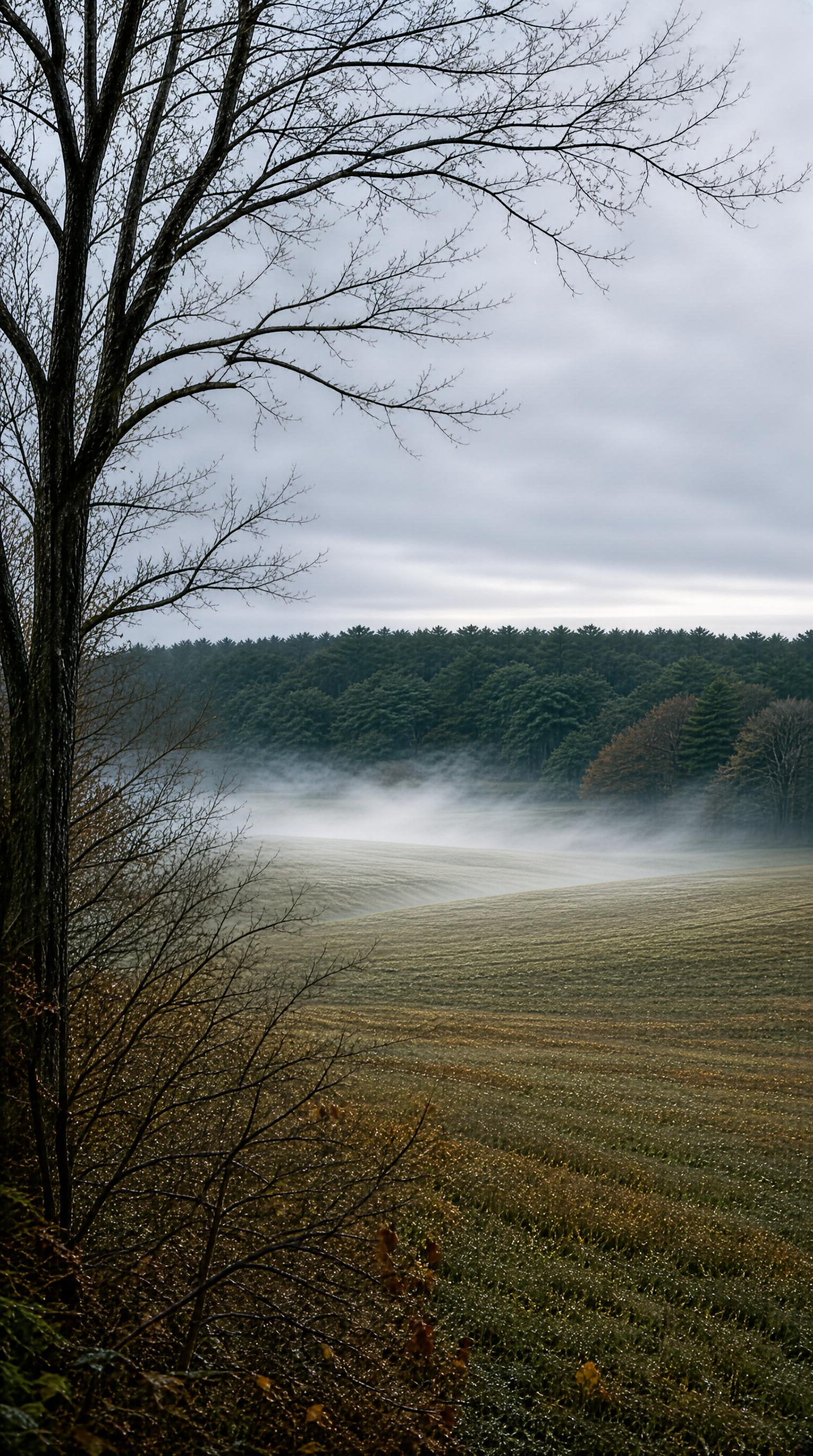 Misty Field and Trees