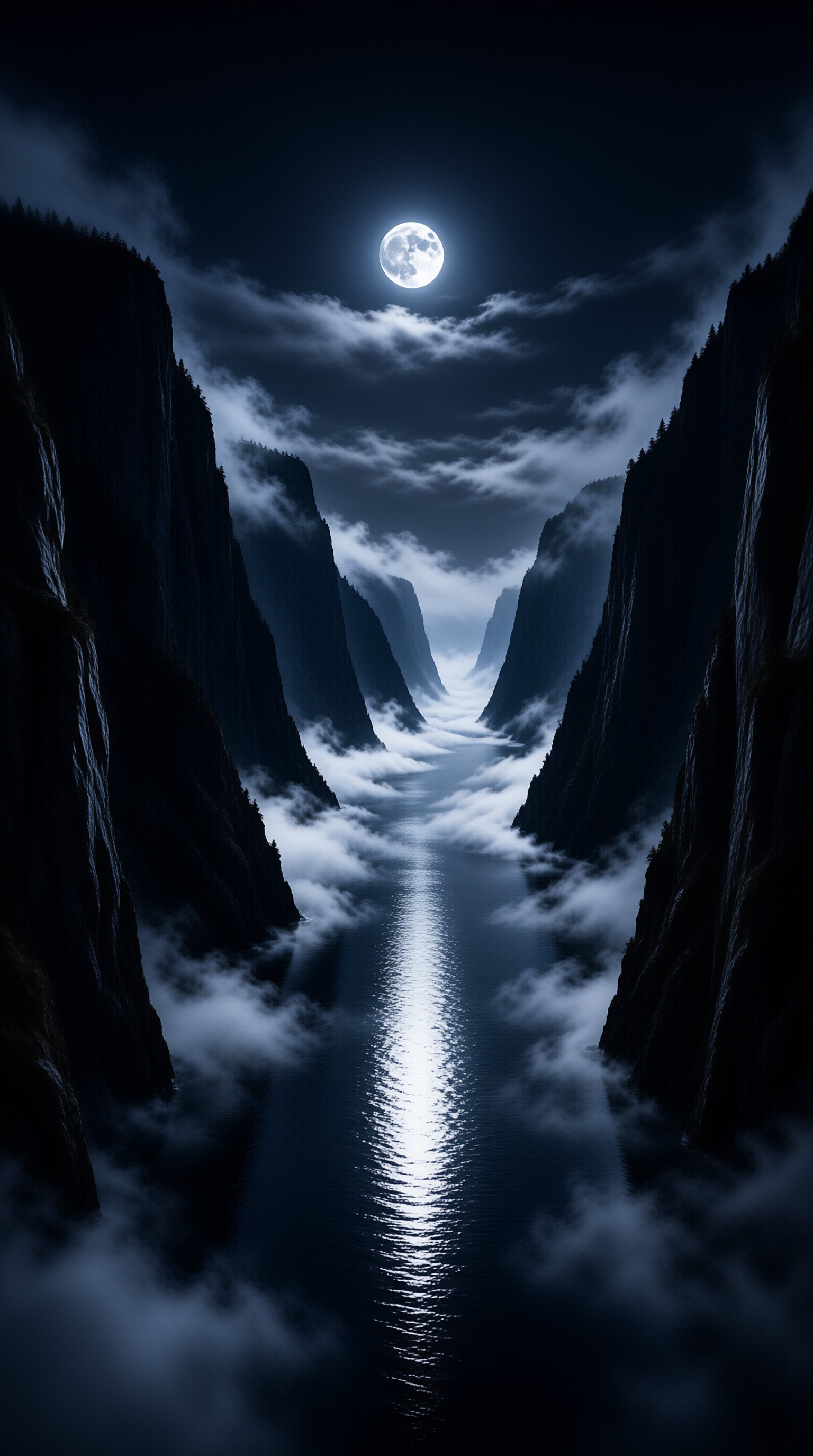 Moonlit Canyon River