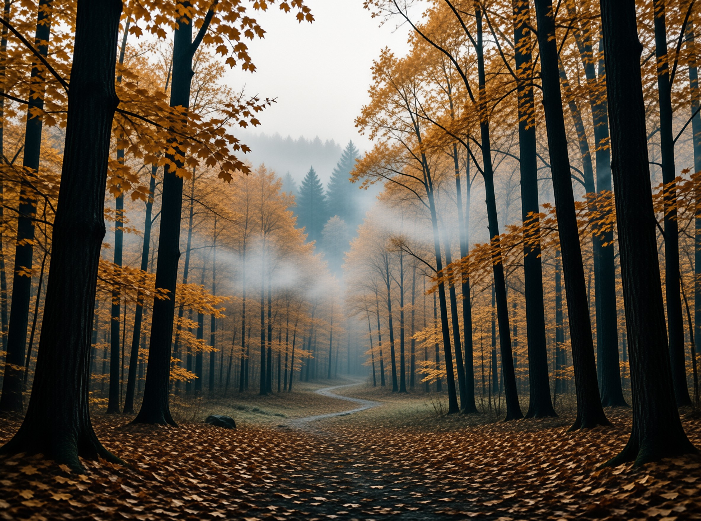 Misty Autumn Forest Path