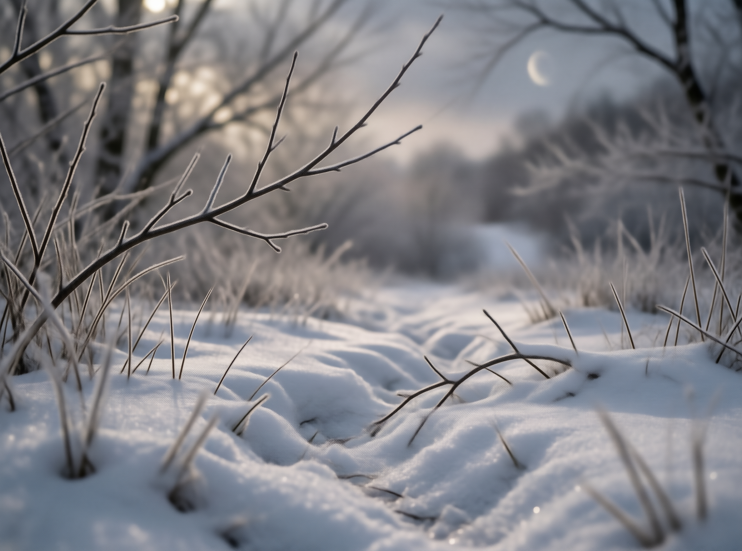 Winter Frost and Moon
