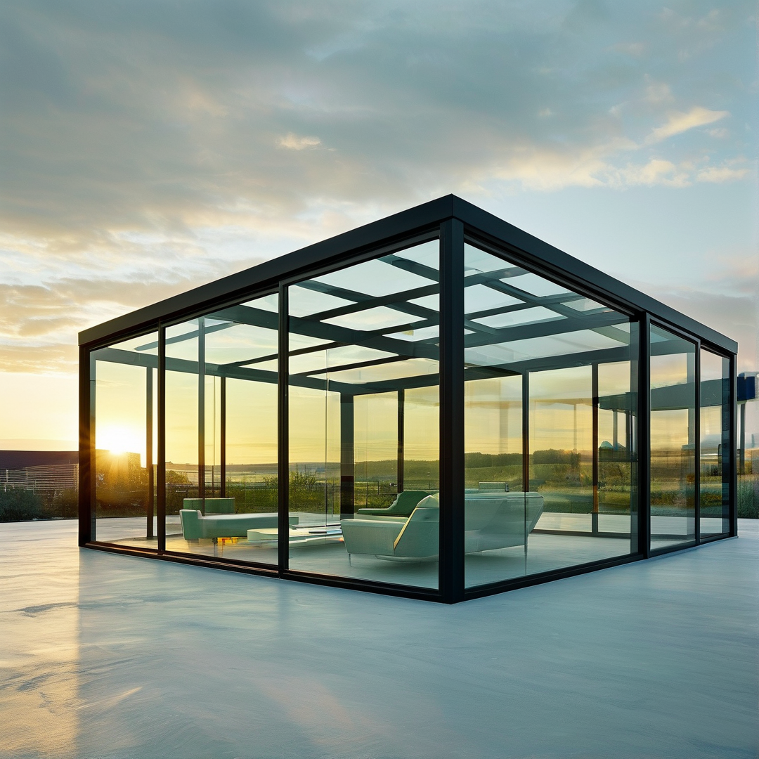 Minimalist Glass Cube Pavilion