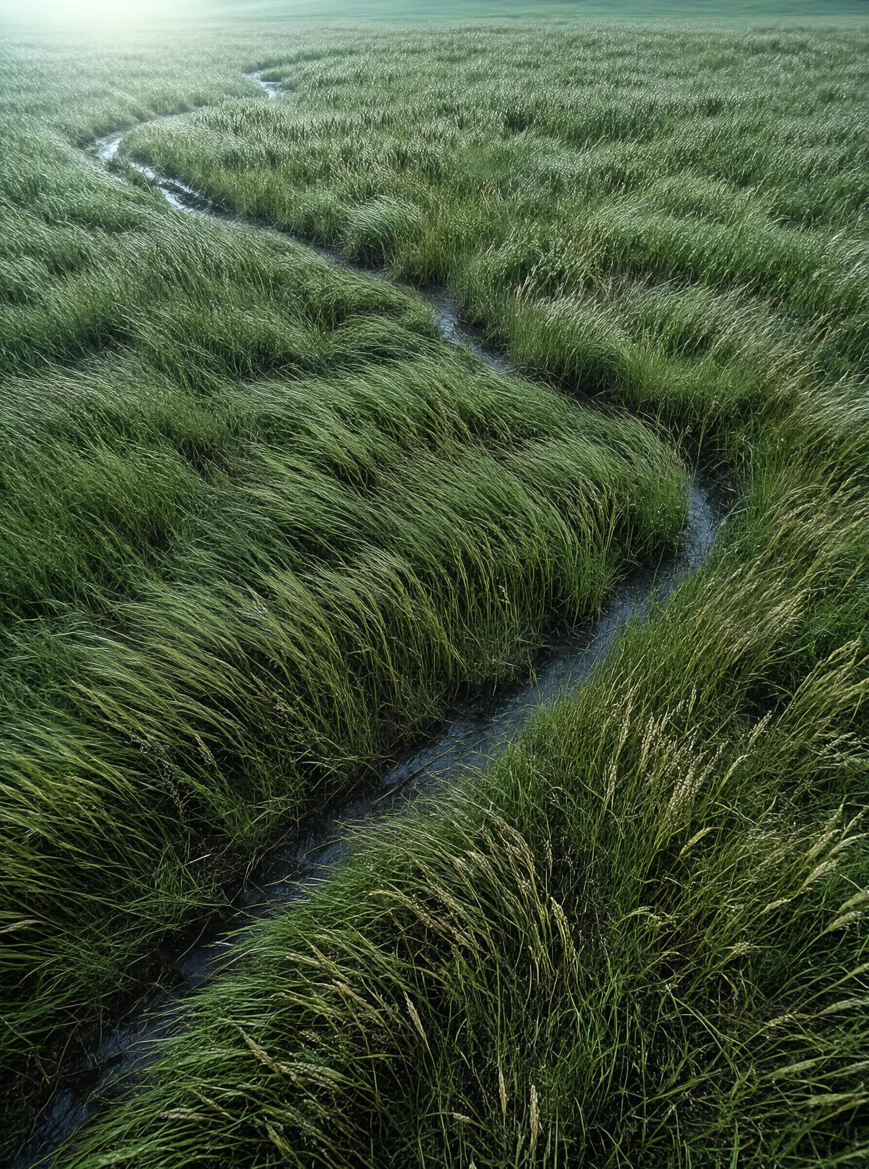 Green Meadow with Stream