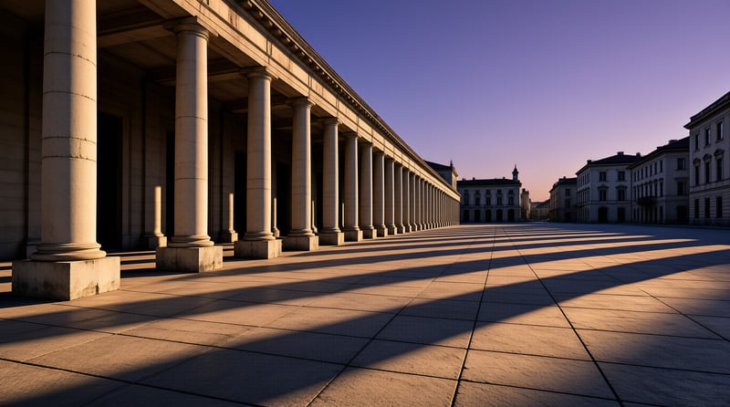 Colonnade Shadows at Sunset