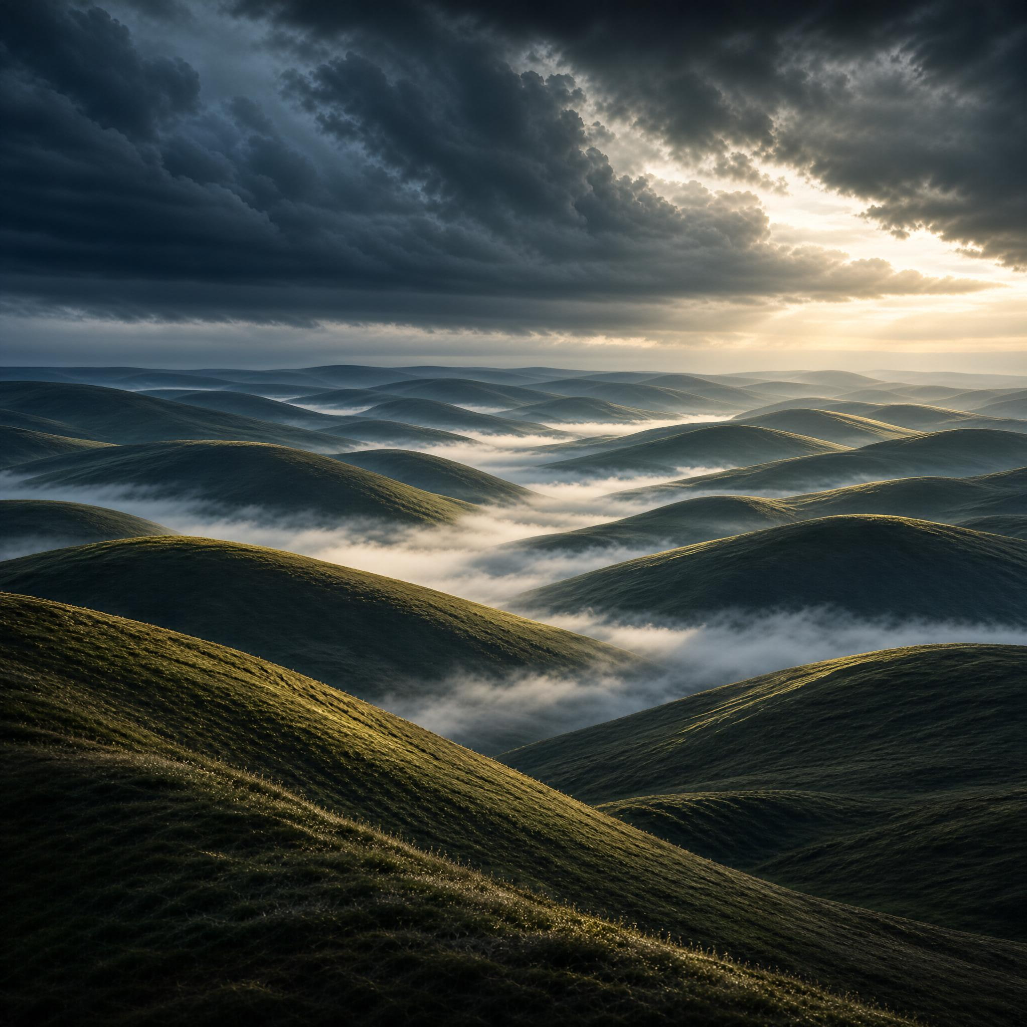 Misty Rolling Hills at Dawn