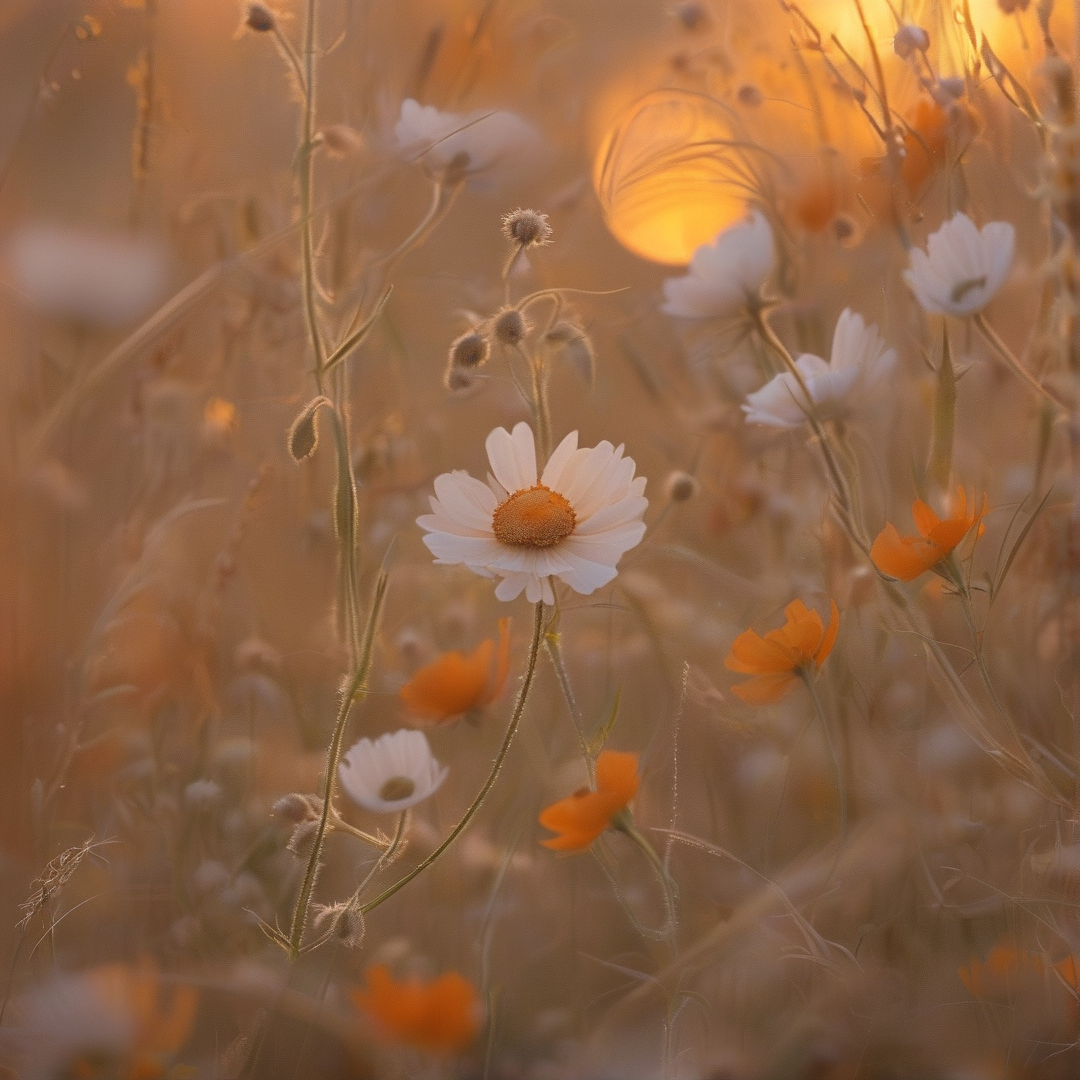 Sunlit Wildflower Field