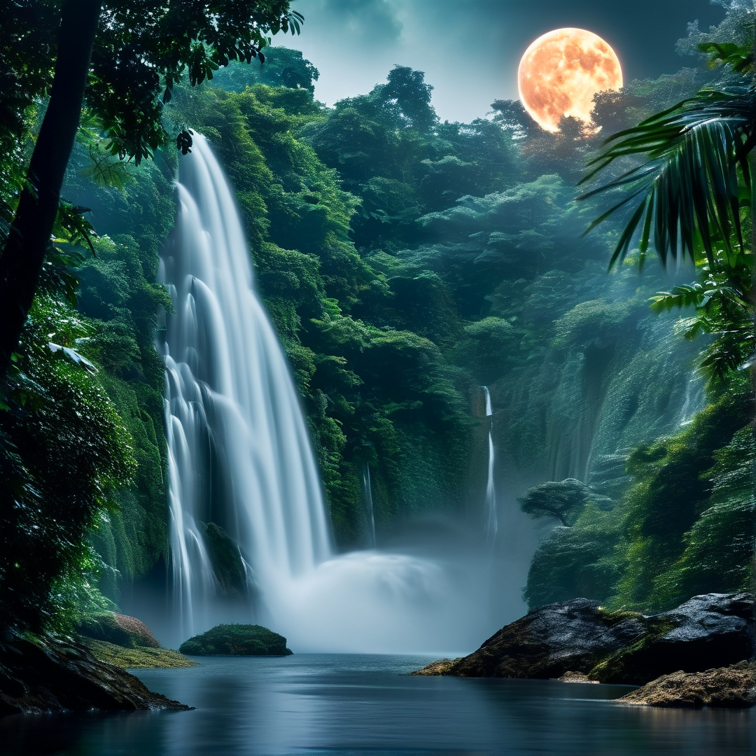 Moonlit Waterfall