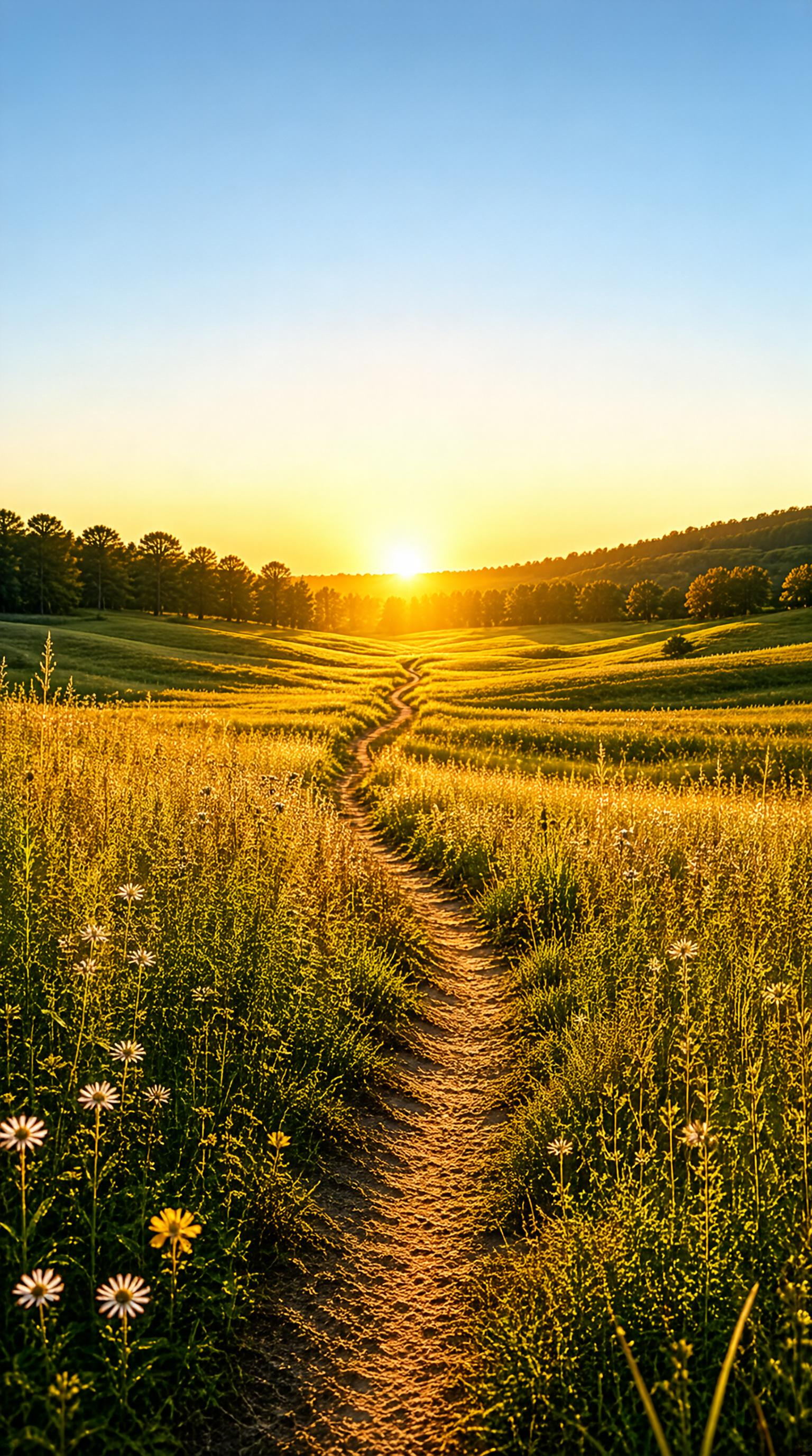 Sunset Path in Field