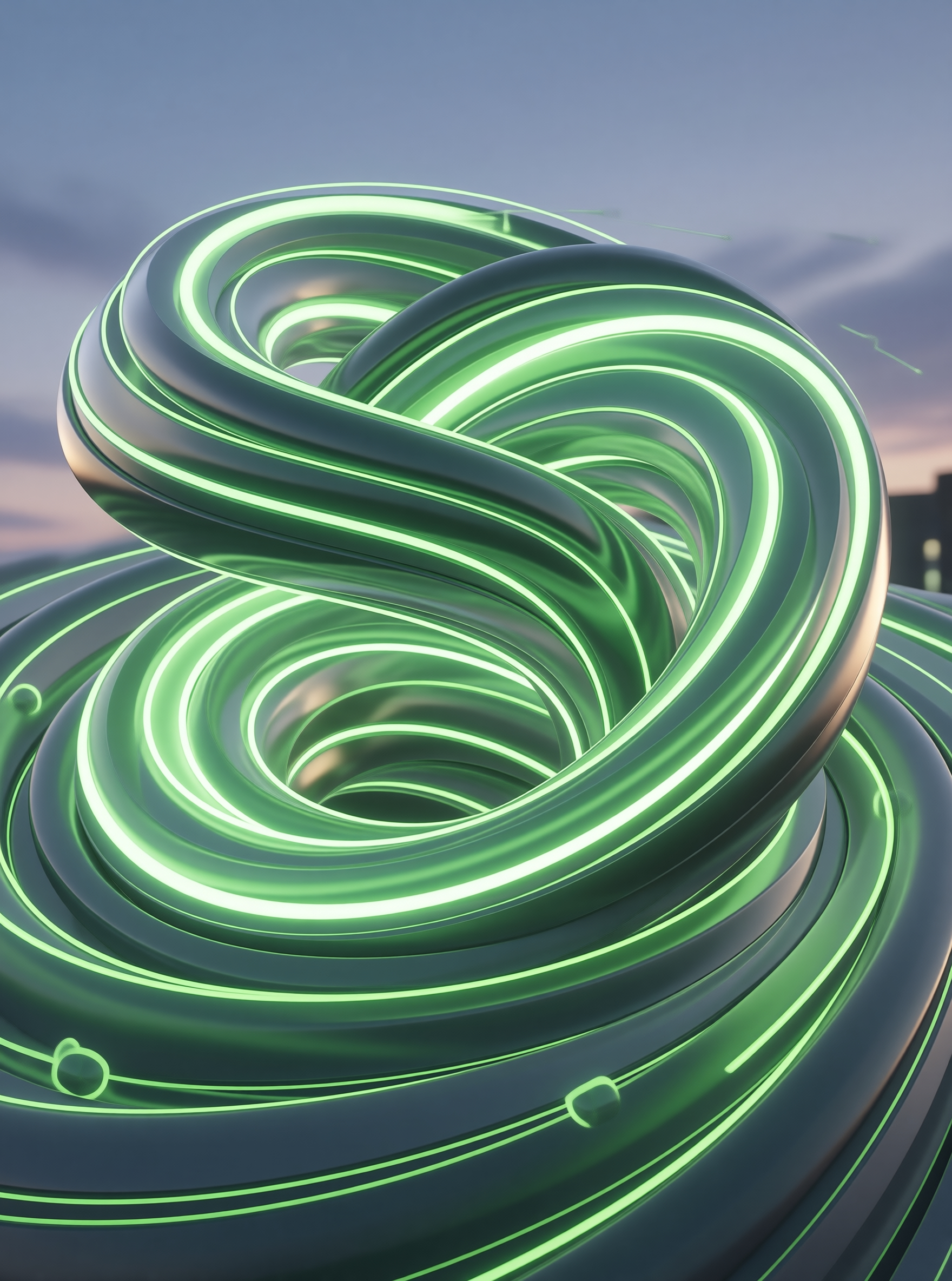 Neon Spiral Sculpture