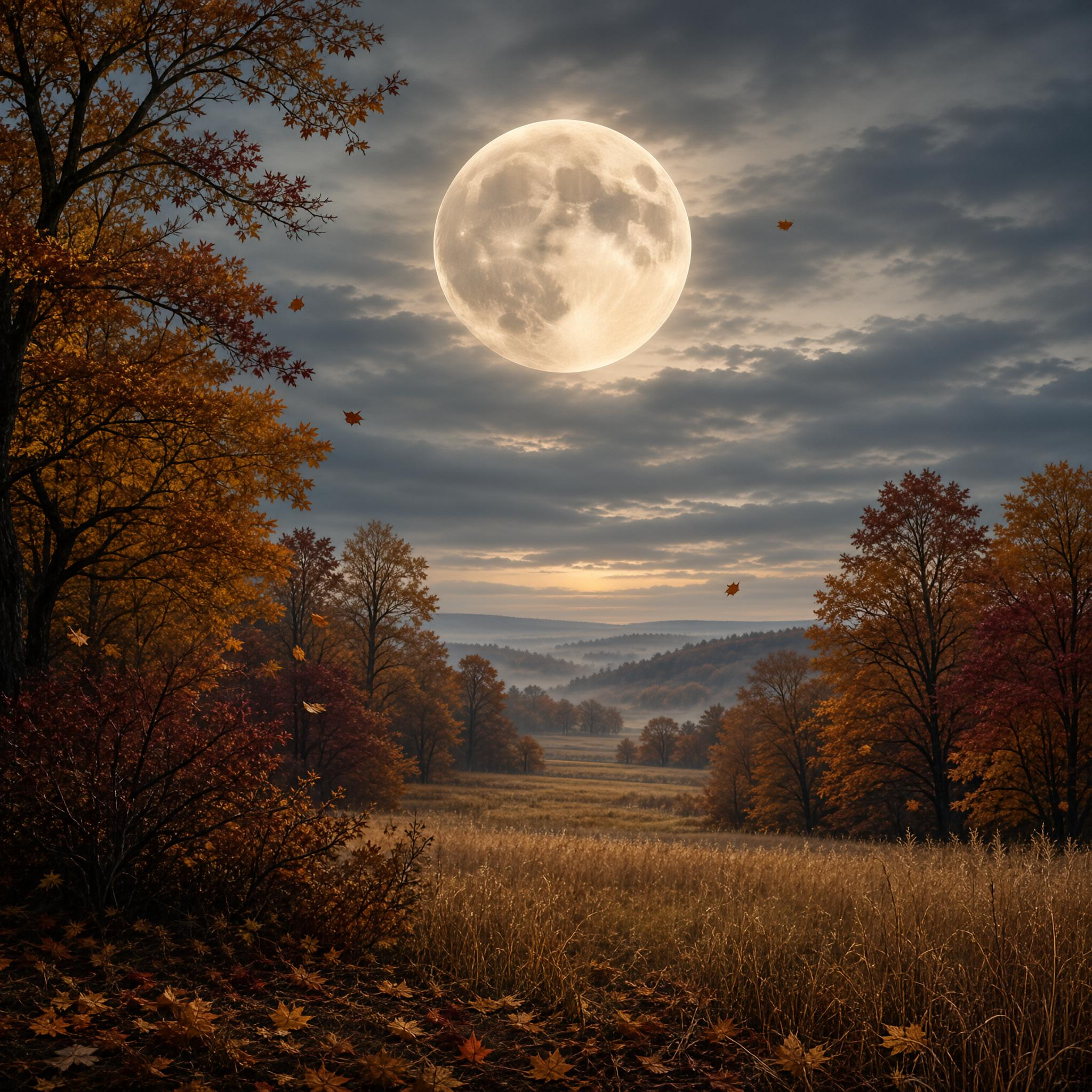 Full Moon Over Autumn Valley