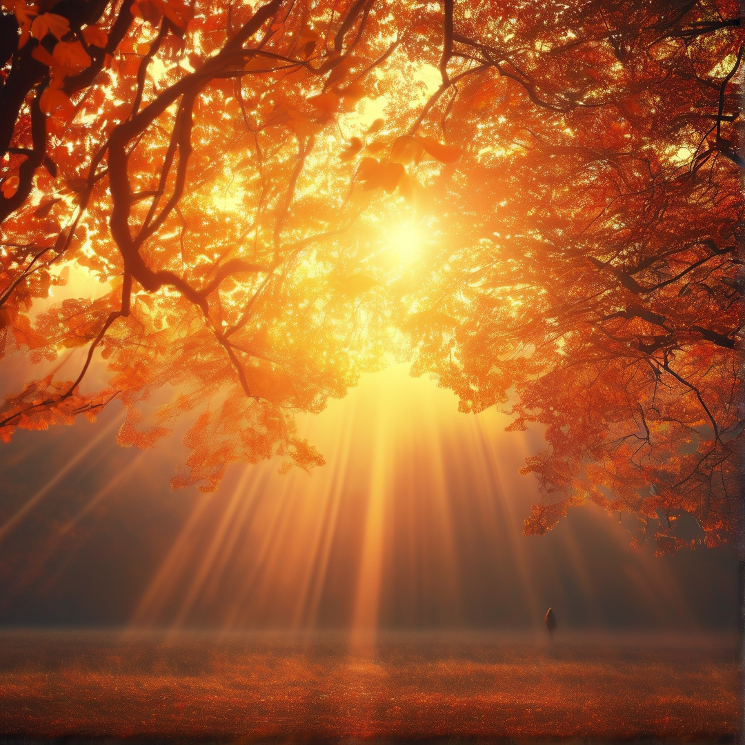 Golden Rays in Autumn Forest