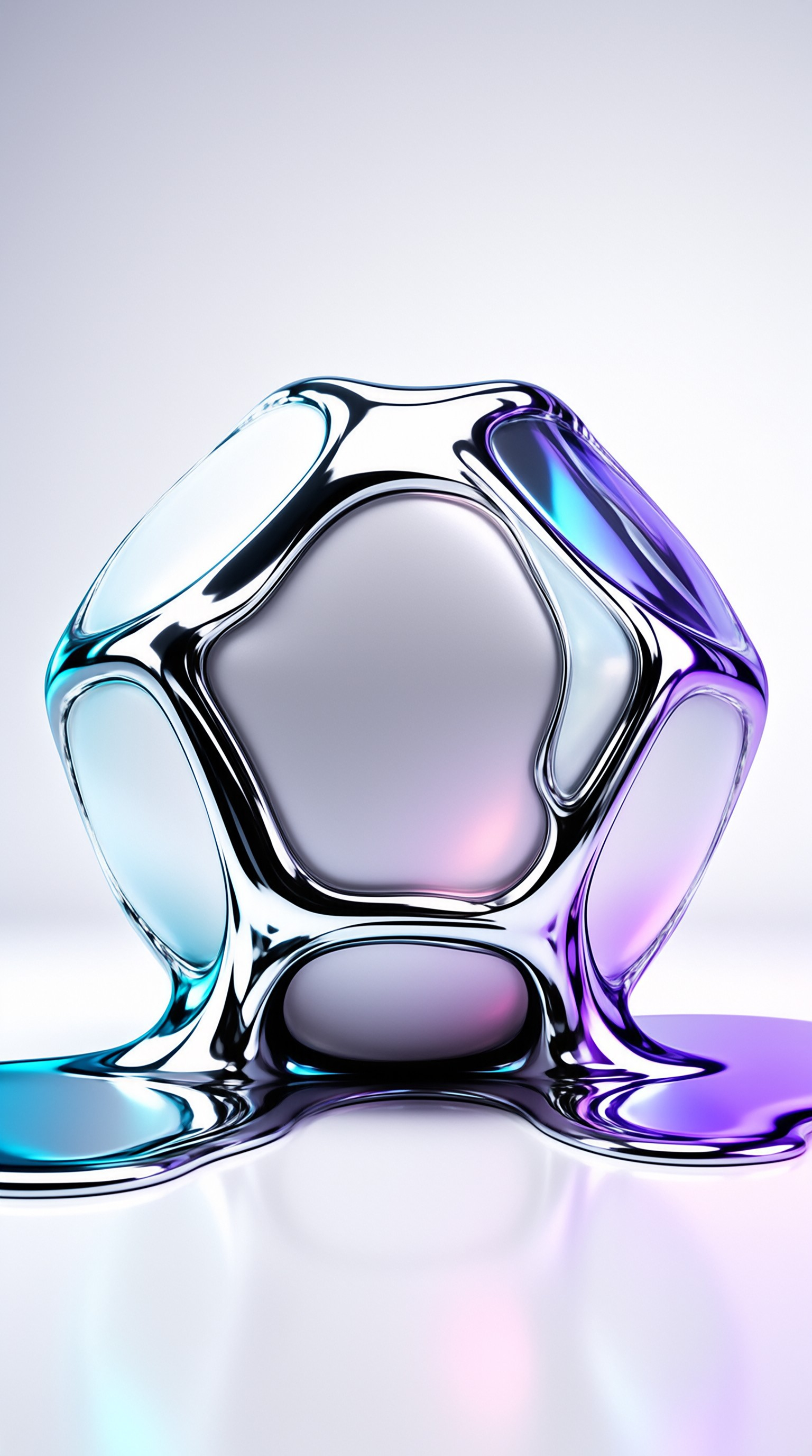 Liquid Glass Abstract Form With Blue Glow