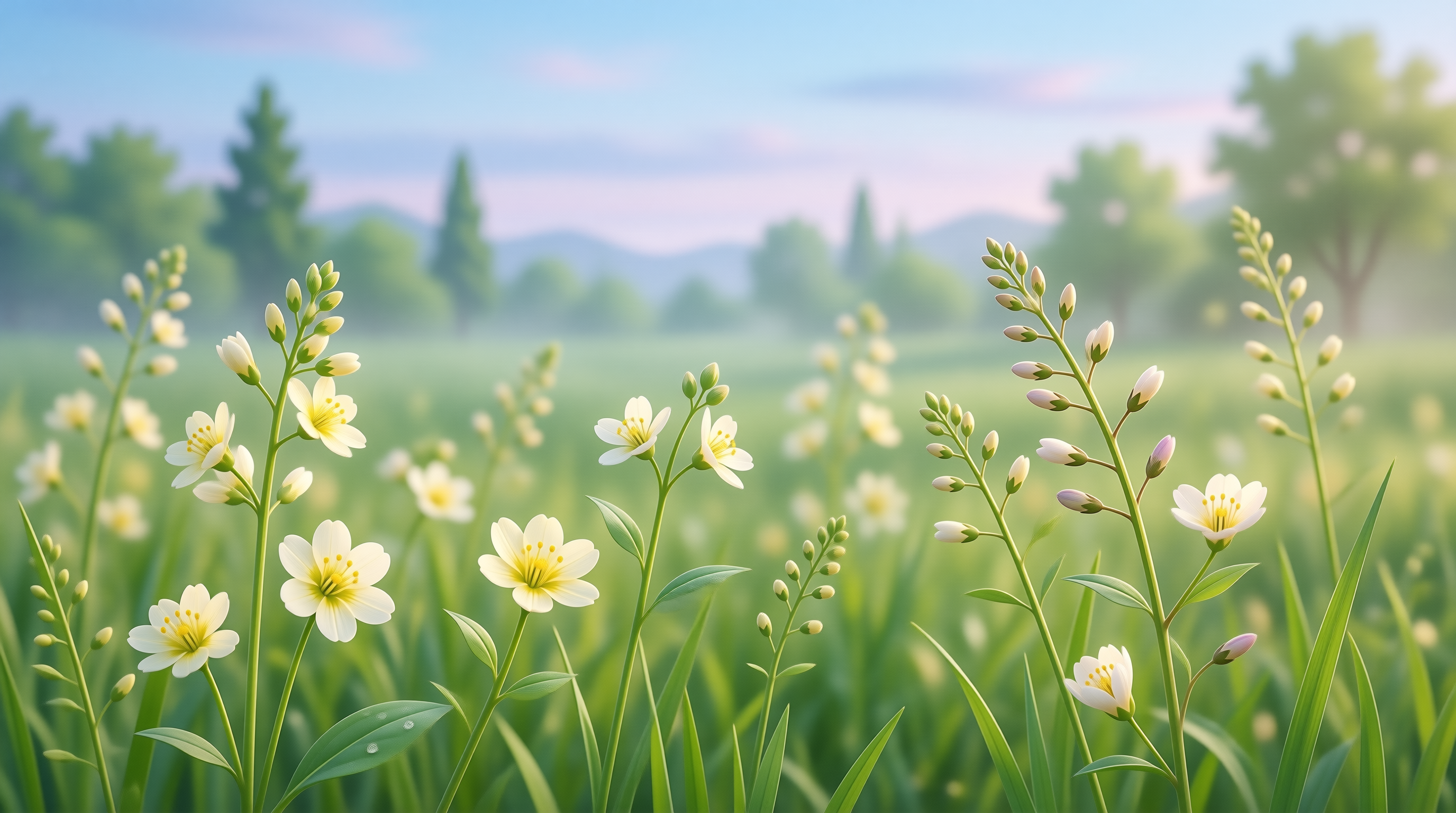 White Flowers in a Meadow