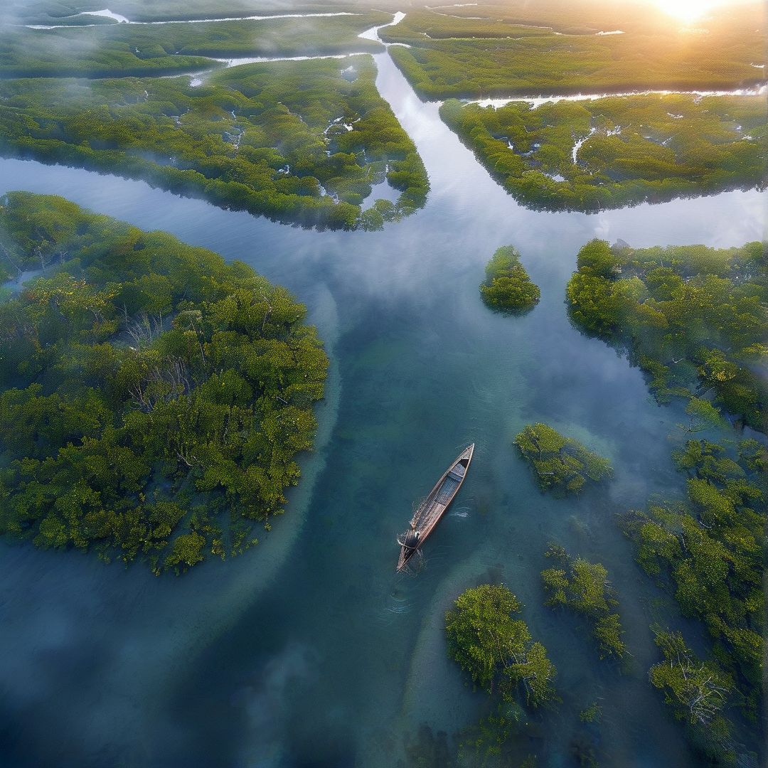 Boat in Misty Mangroves