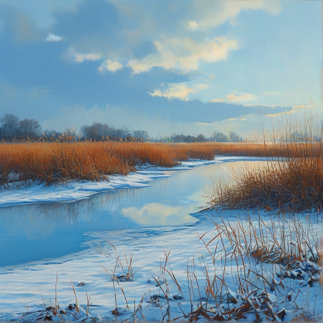 Winter Frozen River Scene